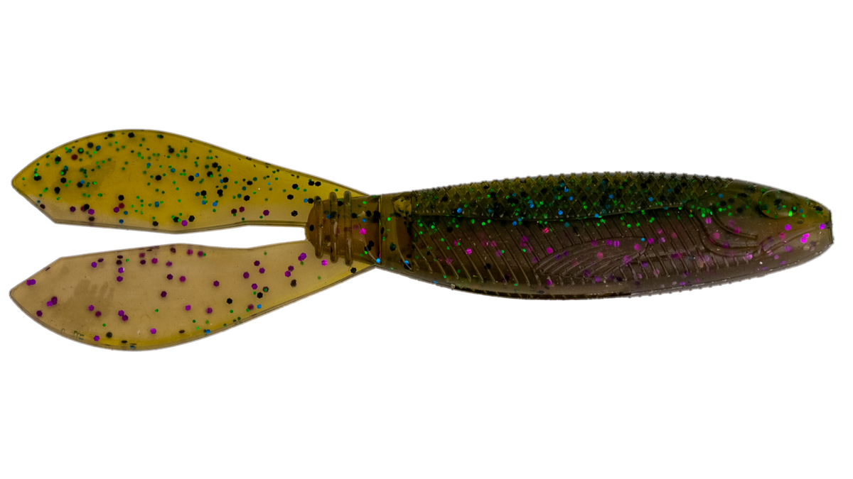 Soft Plastic G-Ratt Baits Mixer Vibrating Jig Trailer GREEN N' PURPLE Vibrating Jig Trailer for Bass | G-Ratt Mixer