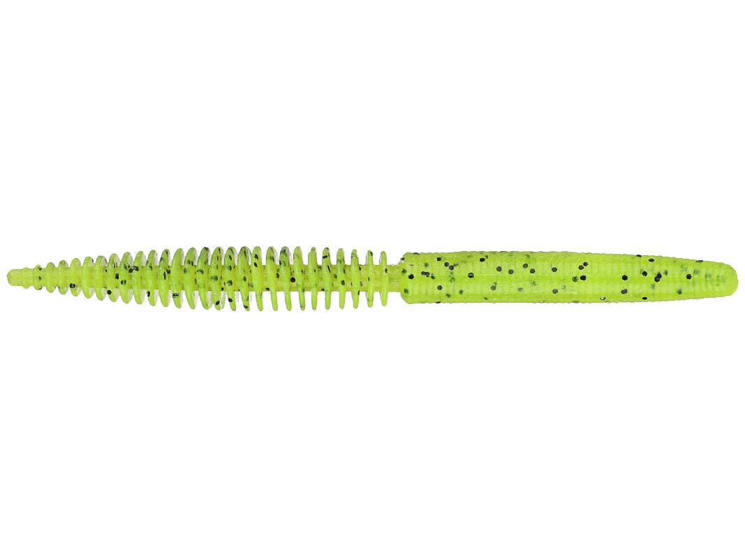 Soft Plastic GrandeBass RattleSnake'O 5" Scented Stick Bait 8pk Chartreuse Pepper Shaky Head Stick Bait for Bass | 5" Scented Stand-Up Worm