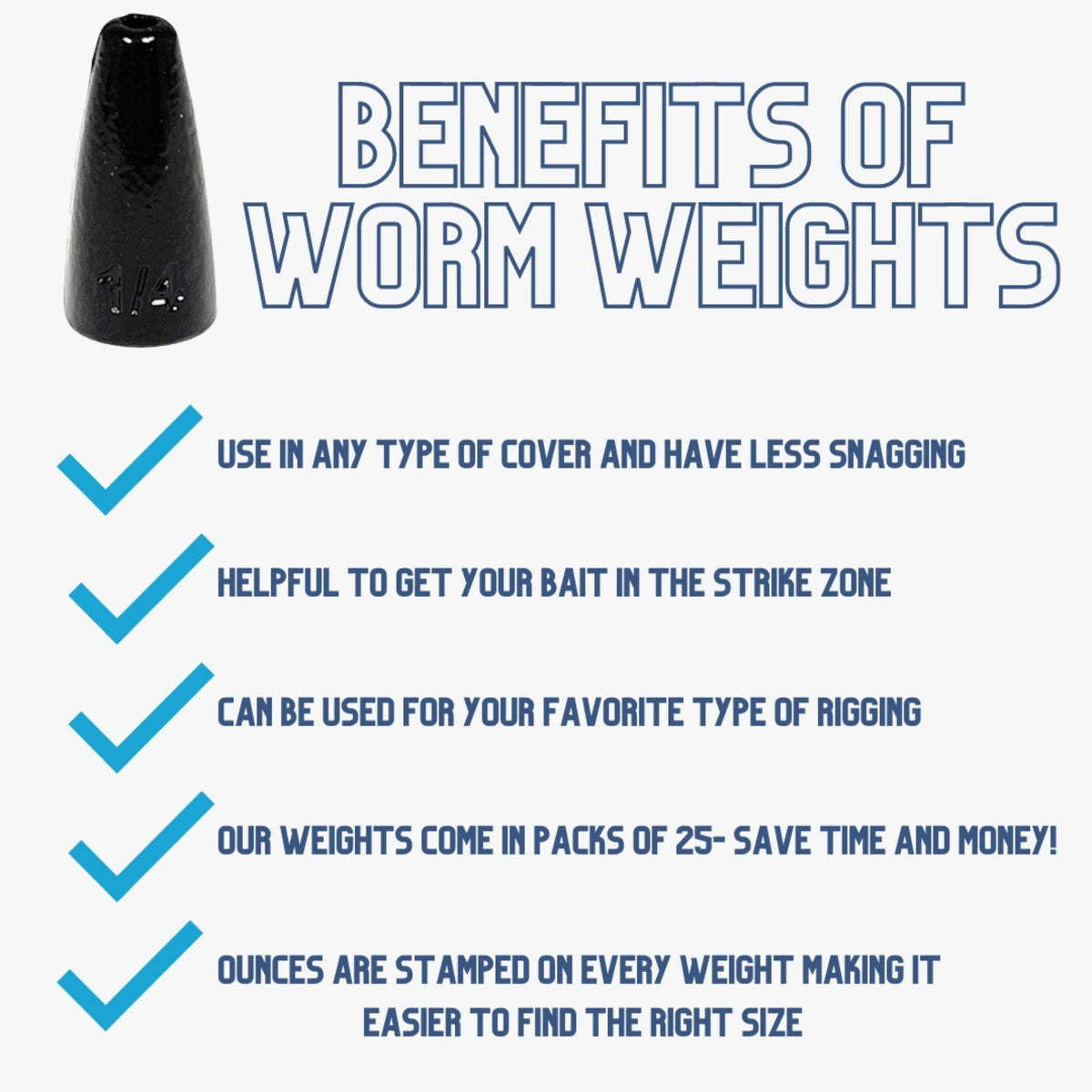 Reaction Tackle Lead Worm Weights (25-Pack)