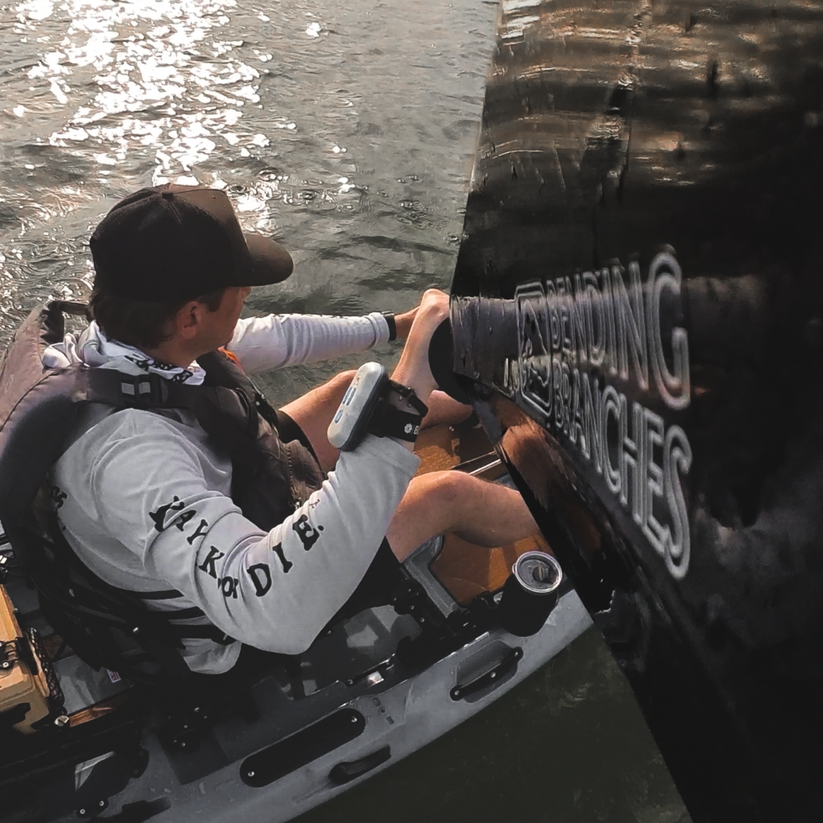 Fishing Shirt Kayak, or Die™ Long Sleeve UPF 50 Performance Hoodie UPF 50 Kayak Fishing Long Sleeve Moisture Wicking Hoodie