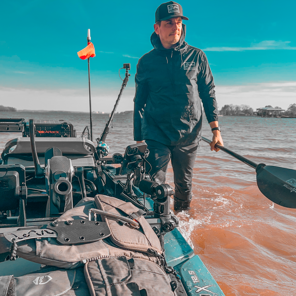 Paddling Gear Kayak, or Die™ Pullover Hooded Windbreaker Black Camo / S Kayak Fishing Windbreaker | Packable Pullover Hooded