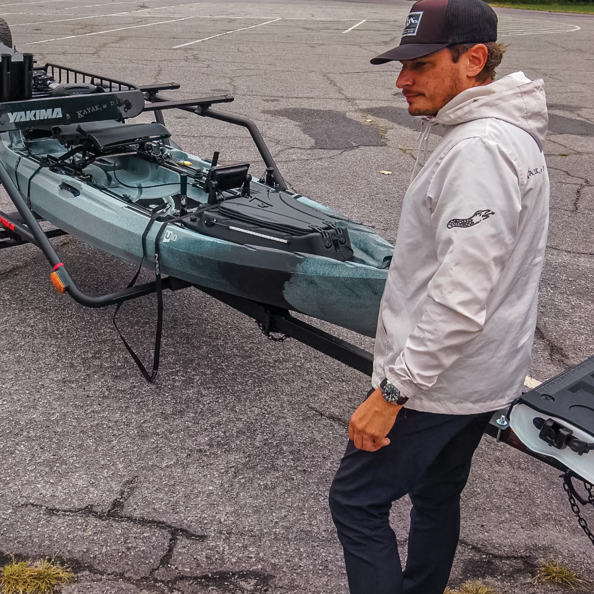 Paddling Gear Kayak, or Die™ Pullover Hooded Windbreaker - Smoke Kayak Fishing Packable Hooded Windbreaker | Lightweight Anorak Jacket