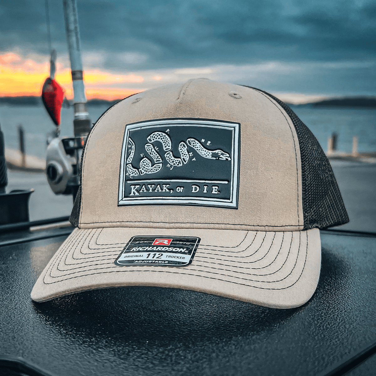 Fishing Hats Kayak, or Die™ Richardson 112 Trucker Hat - Snapback Khaki/Coffee Richardson 112FP Richardson 112 Kayak Fishing Hat | Breathable Snapback