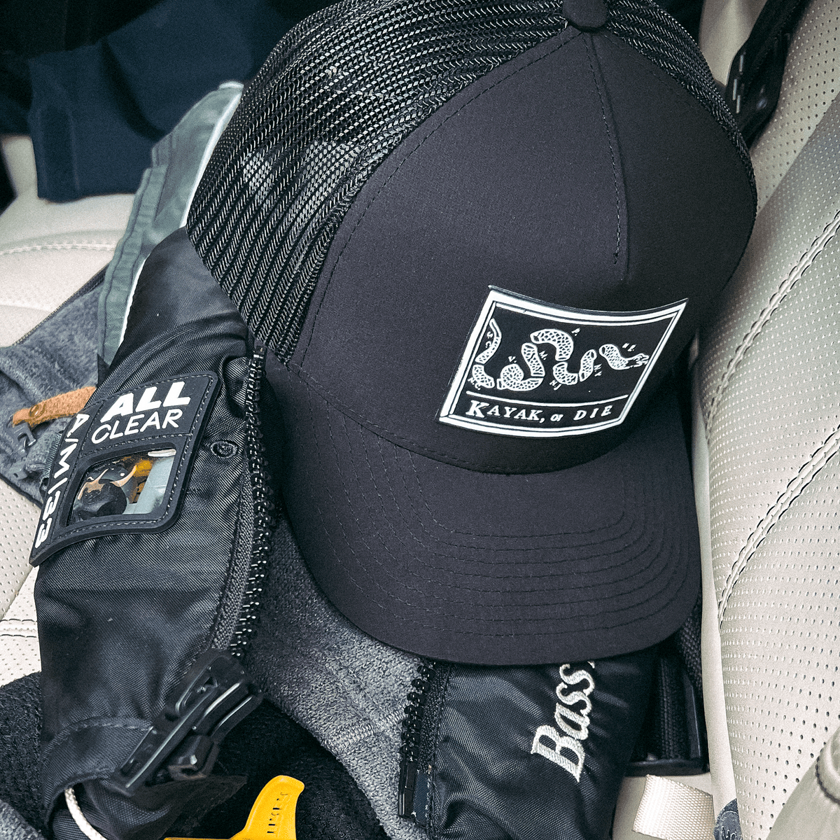 Fishing Hats Kayak, or Die™ Trucker Hat - Snapback Fishing Hat Kayak Fishing Trucker Cap | Water-Repellent Snapback