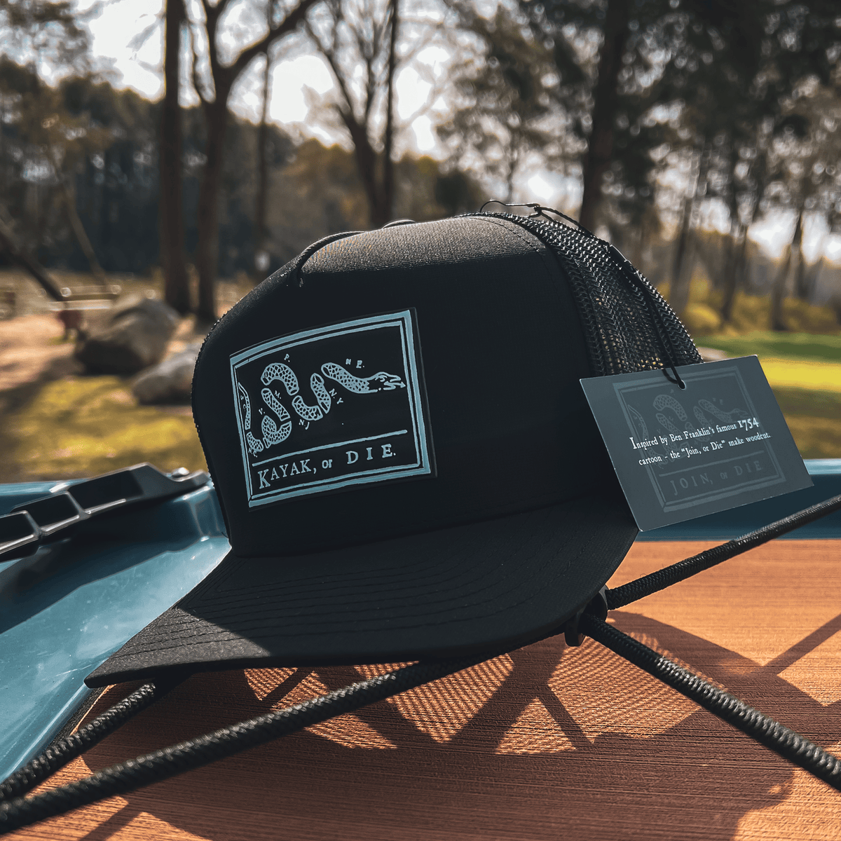 Fishing Hats Kayak, or Die™ Trucker Hat - Snapback Fishing Hat Full Logo Kayak Fishing Trucker Cap | Water-Repellent Snapback