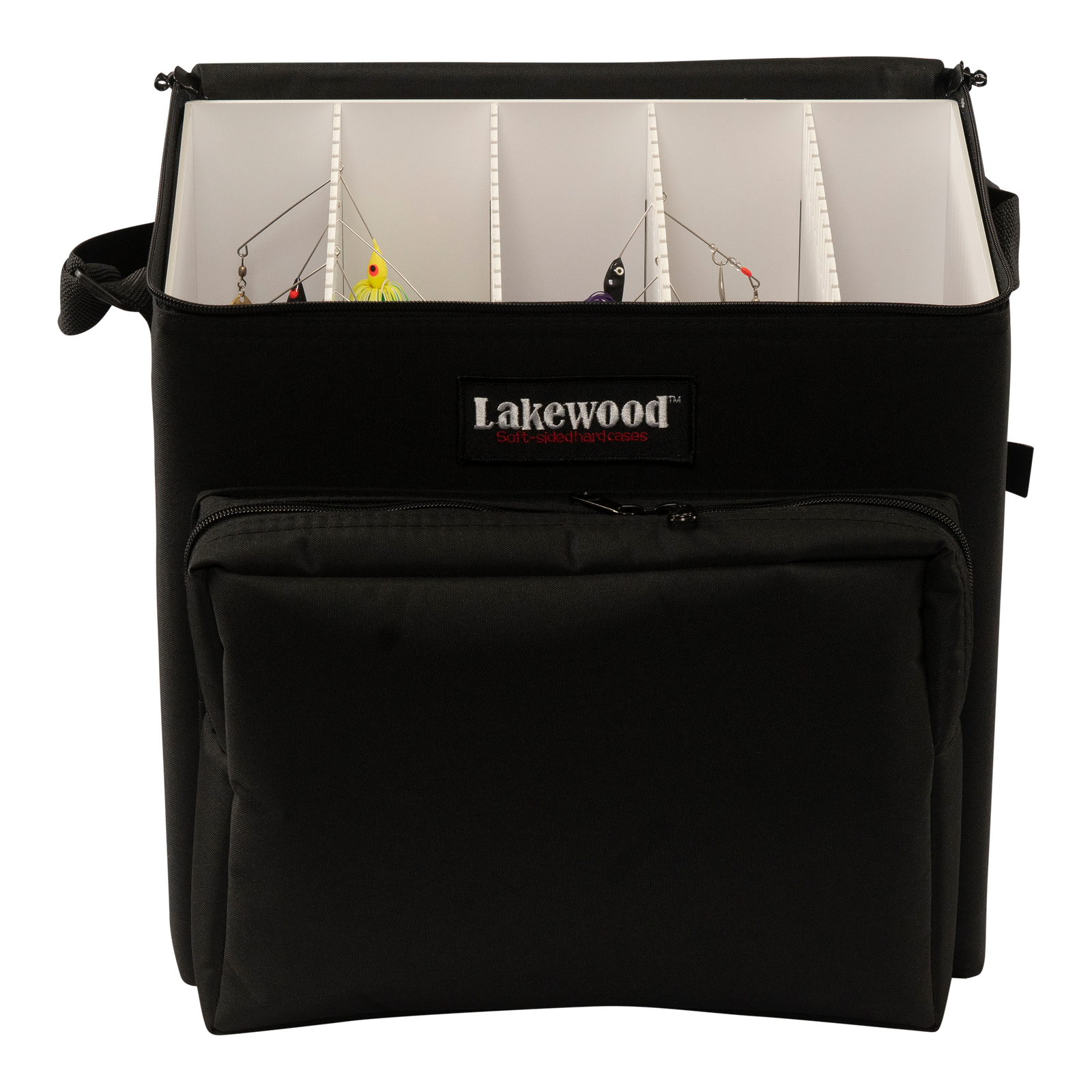 Tackle Boxes Lakewood Large Spinner Bait Tackle Box – Bucktail & Spinnerbait Storage Black Lakewood Large Spinner Bait Tackle Box – Bucktail Storage Organizer