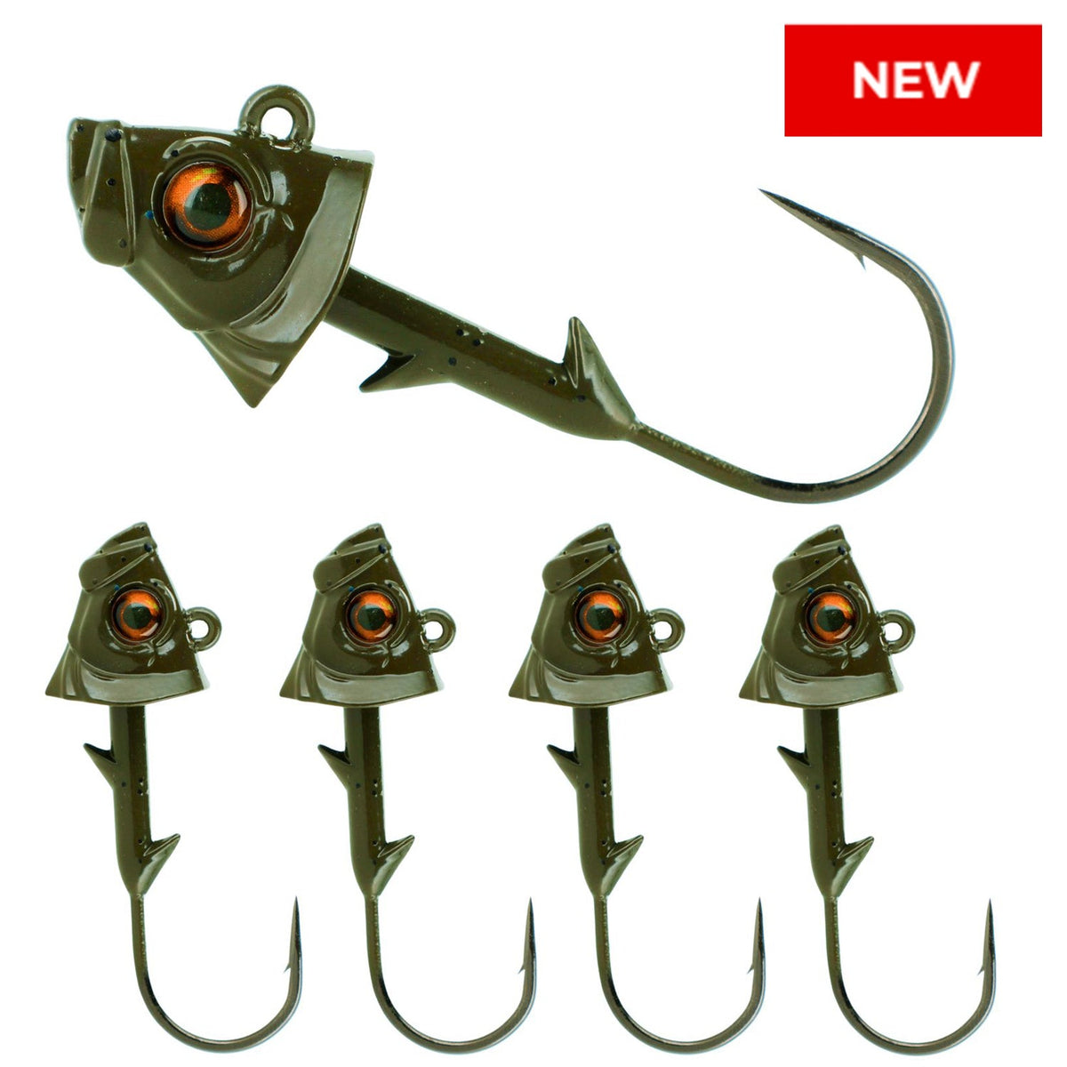 Reaction Tackle Lead Fish Head Swimbait Jigs - 5-PACK