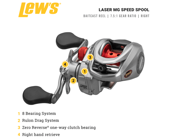 Fishing Reels Lew&#39;s Laser MG Speed Spool Baitcasting Reel Lew&#39;s Laser MG Speed Spool Baitcasting Reel | Pescador Fishing Supply