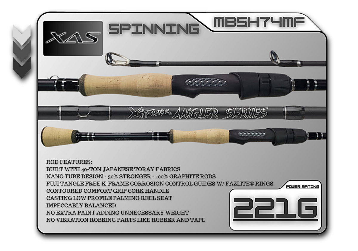 Fish Xtreme 7&#39;4&quot; Medium Fast Spinning Rod with Cork Handle