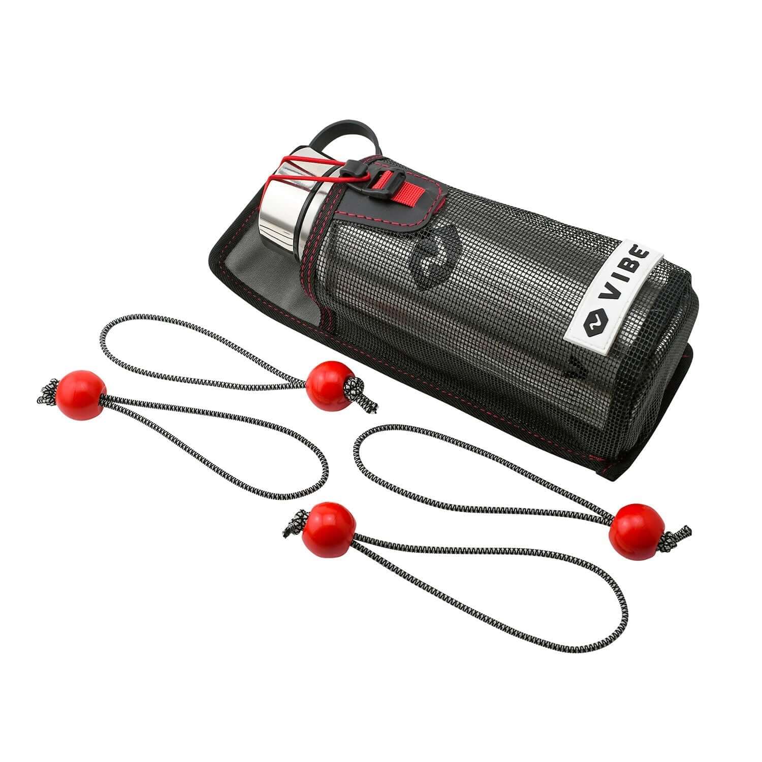 Stainless steel water bottle with mesh holder