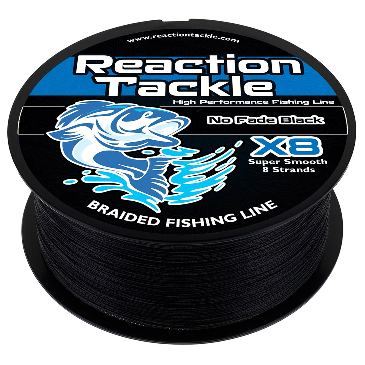 Reaction Tackle X8 Braided Fishing Line – No Fade Black