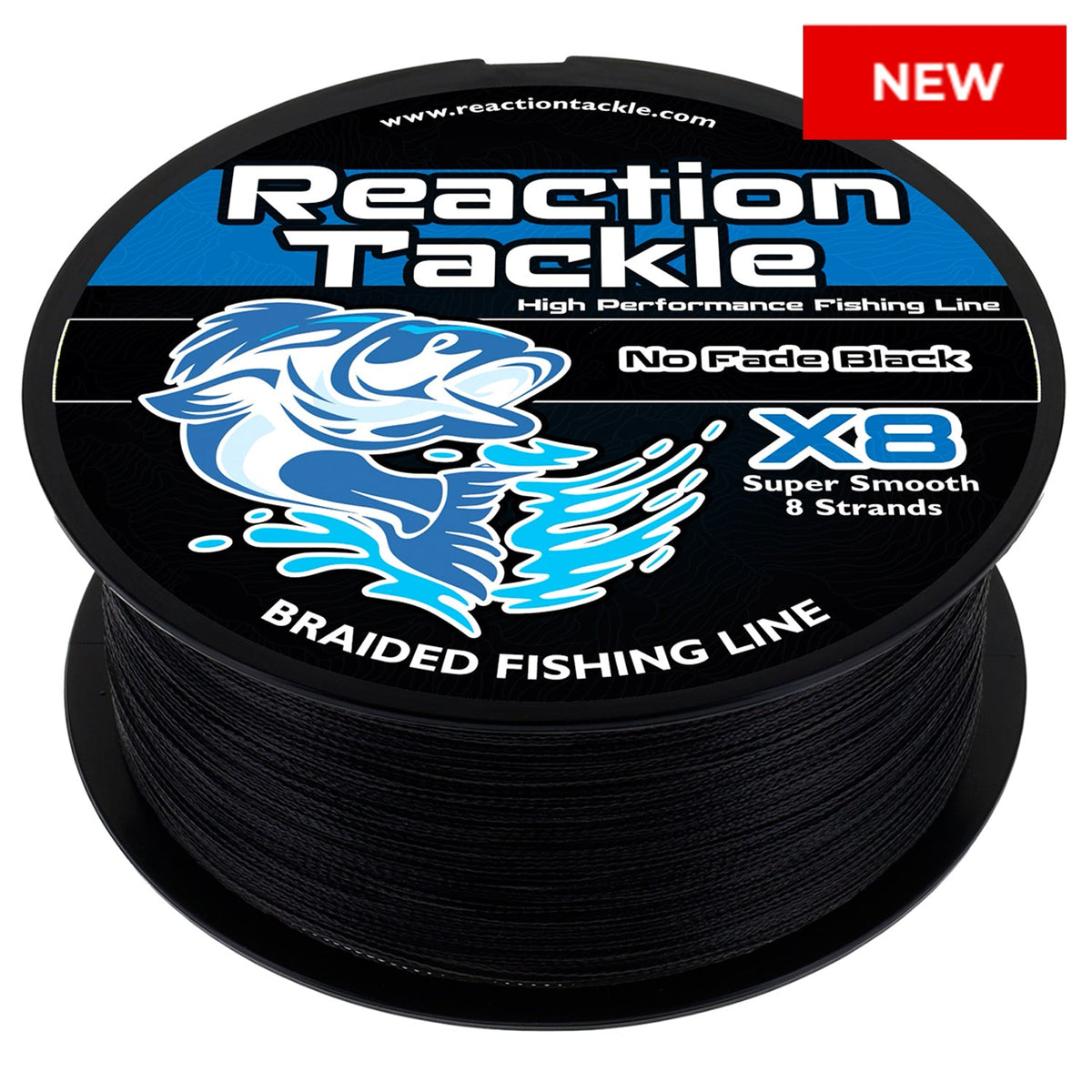 Reaction Tackle X8 Braided Fishing Line – No Fade Black