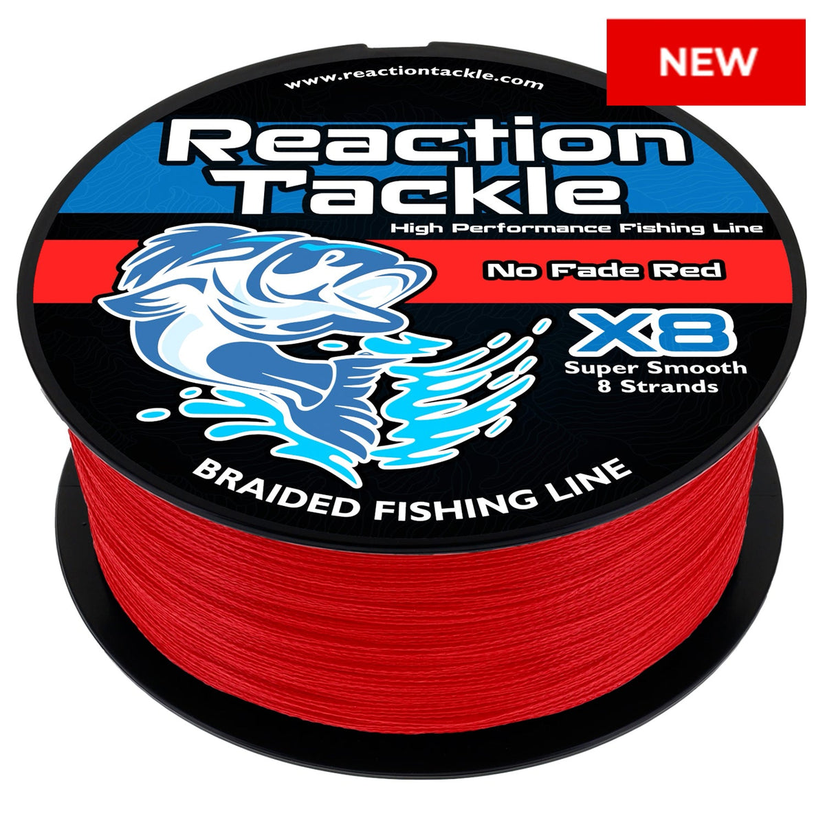 Reaction Tackle X8 Braided Fishing Line – No Fade Red