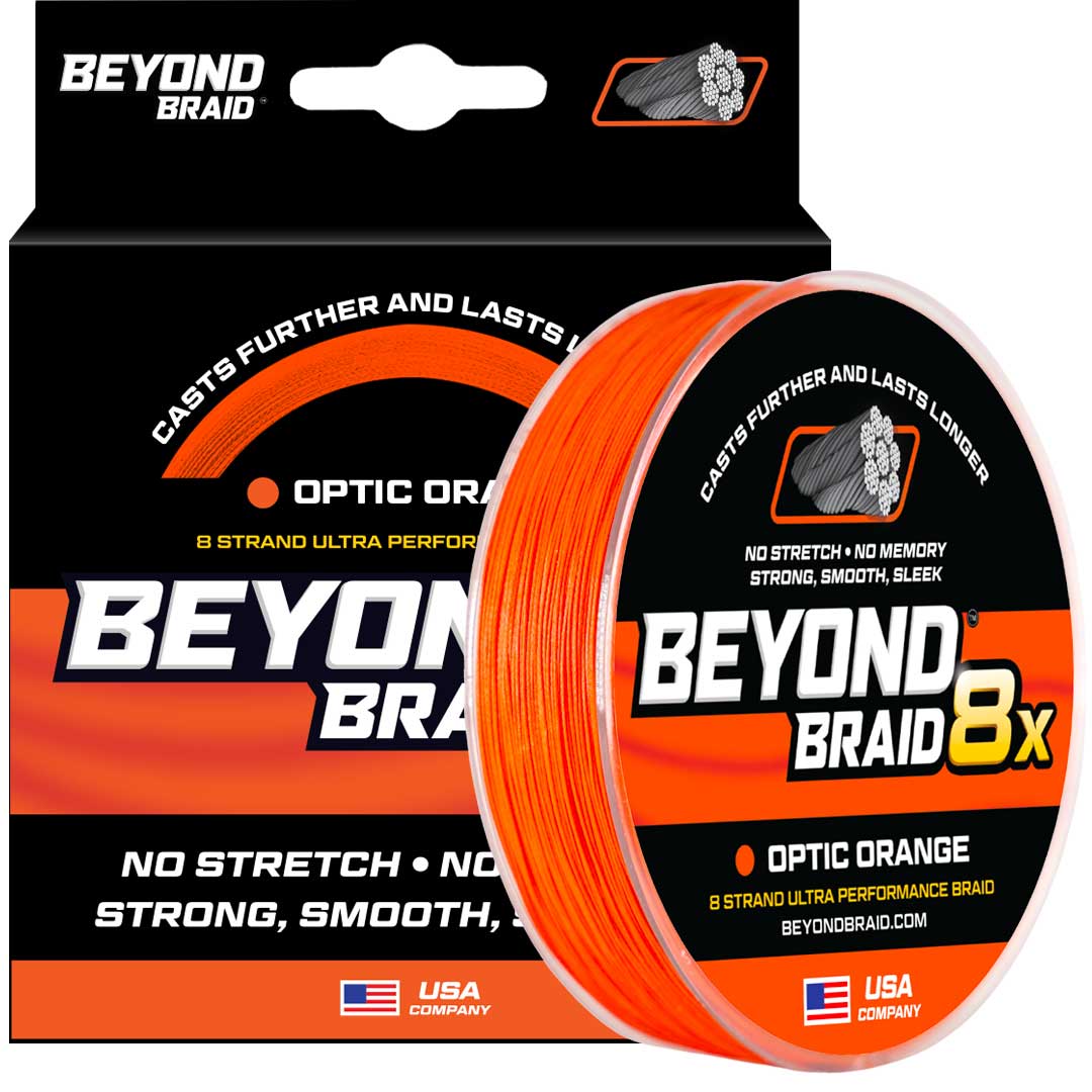Beyond Braid Optic Orange used for bass inshore and offshore