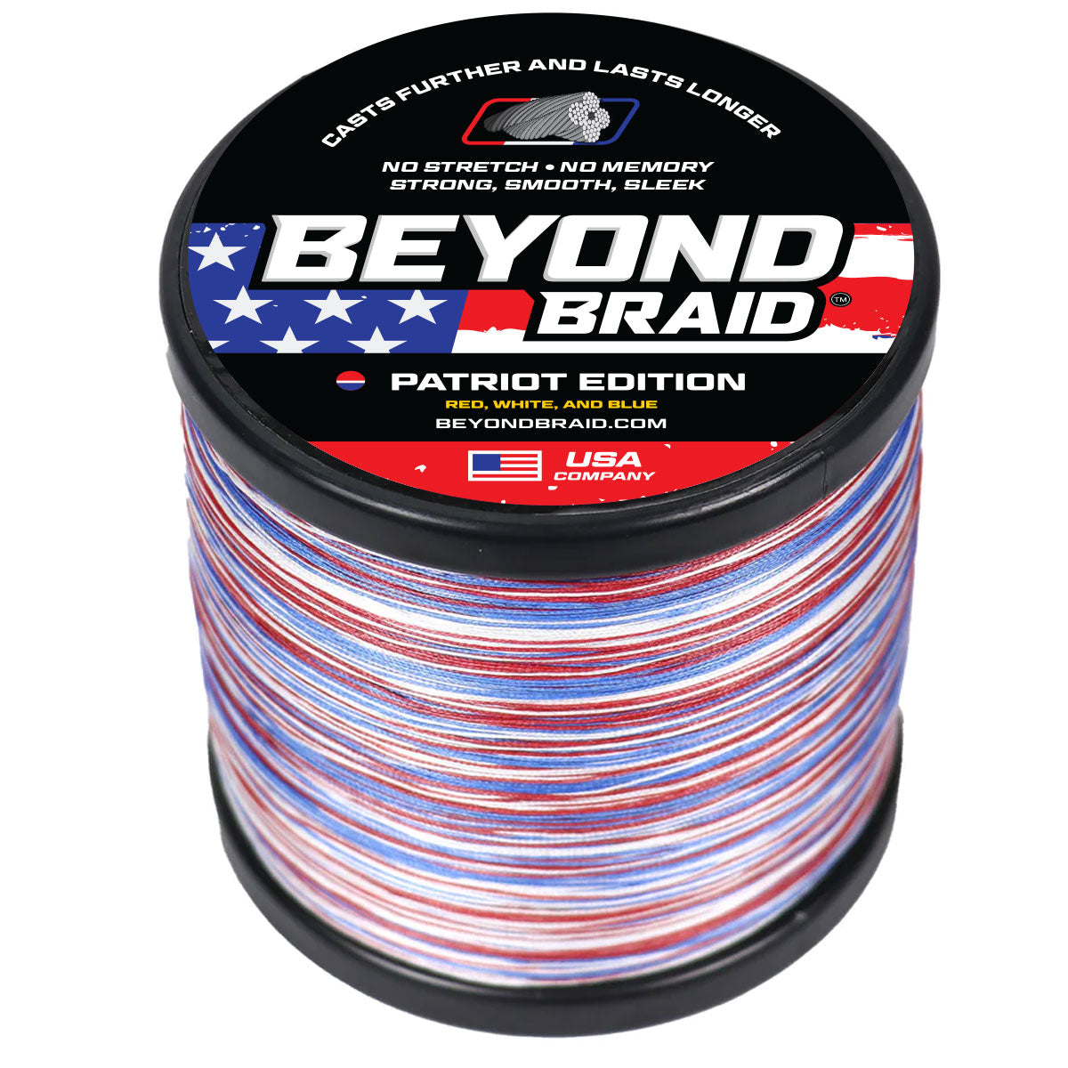Spool of Beyond Braid Patriot Edition fishing line