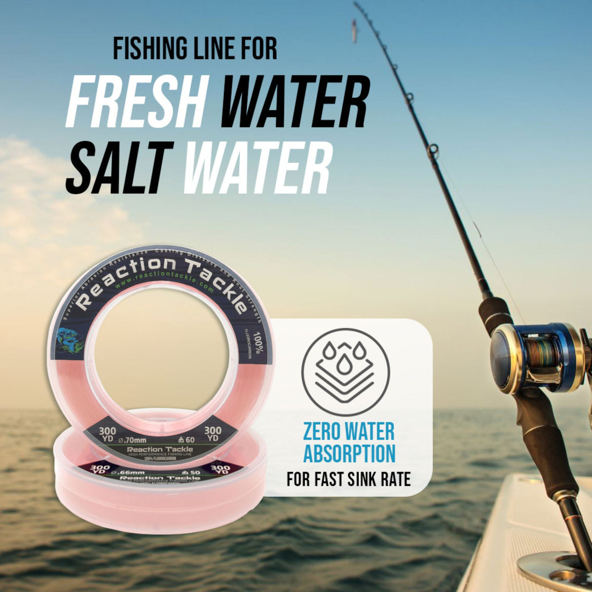 Fluorocarbon Reaction Tackle 100% Pure Fluorocarbon Fishing Line 100% Pure Fluorocarbon Fishing Line | Reaction Tackle