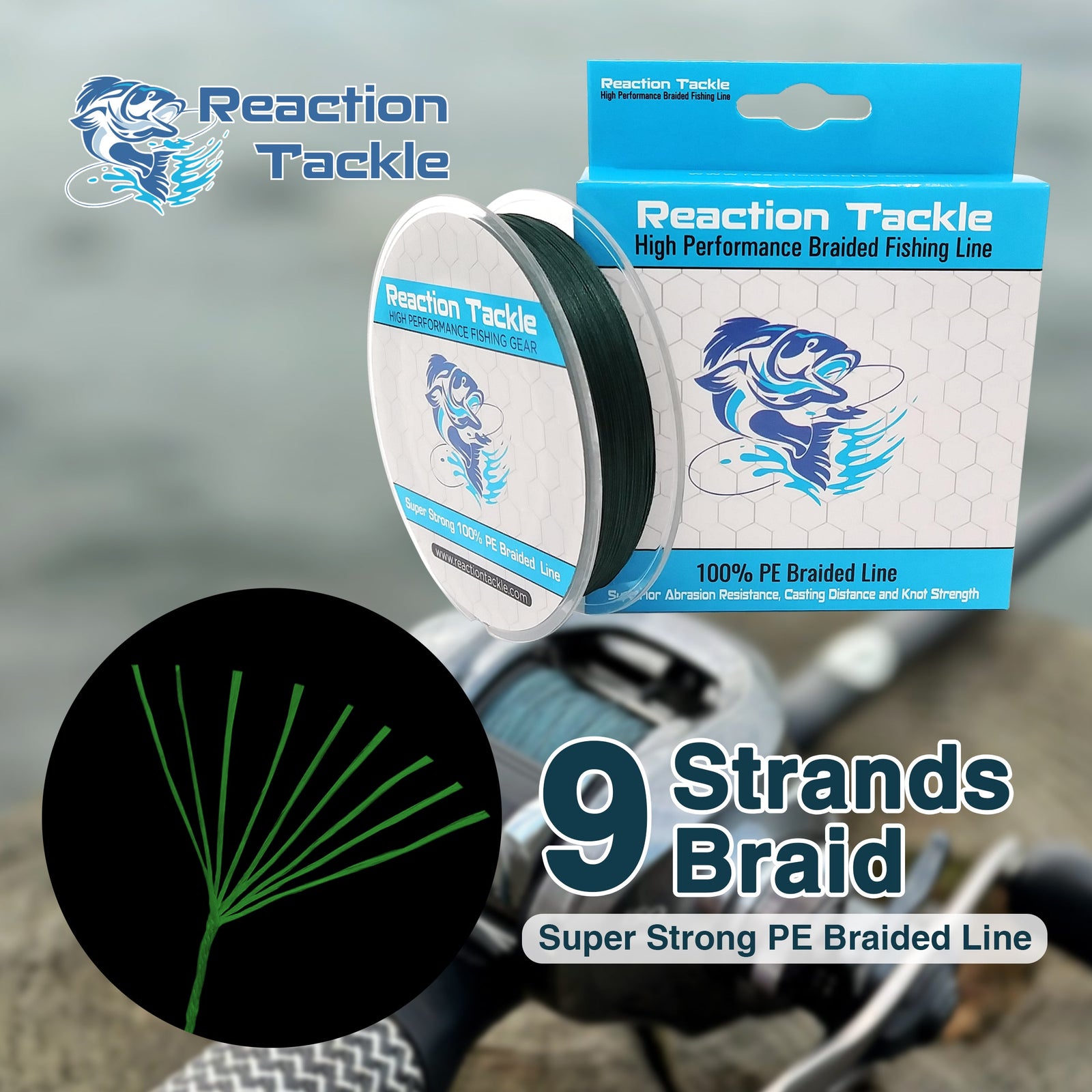 Braided Fishing Line Reaction Tackle 9 Strand Braided Fishing Line Reaction Tackle 9 Strand Braided Fishing Line