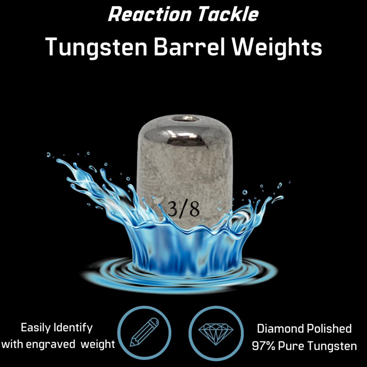 Tungsten Weights Reaction Tackle 97% Tungsten Barrel Weights – Carolina Rig Sinker Reaction Tackle Tungsten Barrel Weights – Pescador Fishing Supply