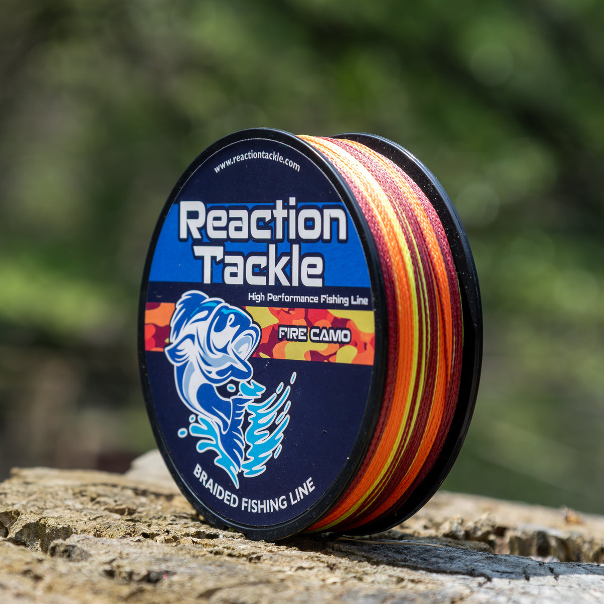 Braided Fishing Line Reaction Tackle Braided Fishing Line – Fire Camo Fire Camo Braided Fishing Line – Pescador Fishing Supply