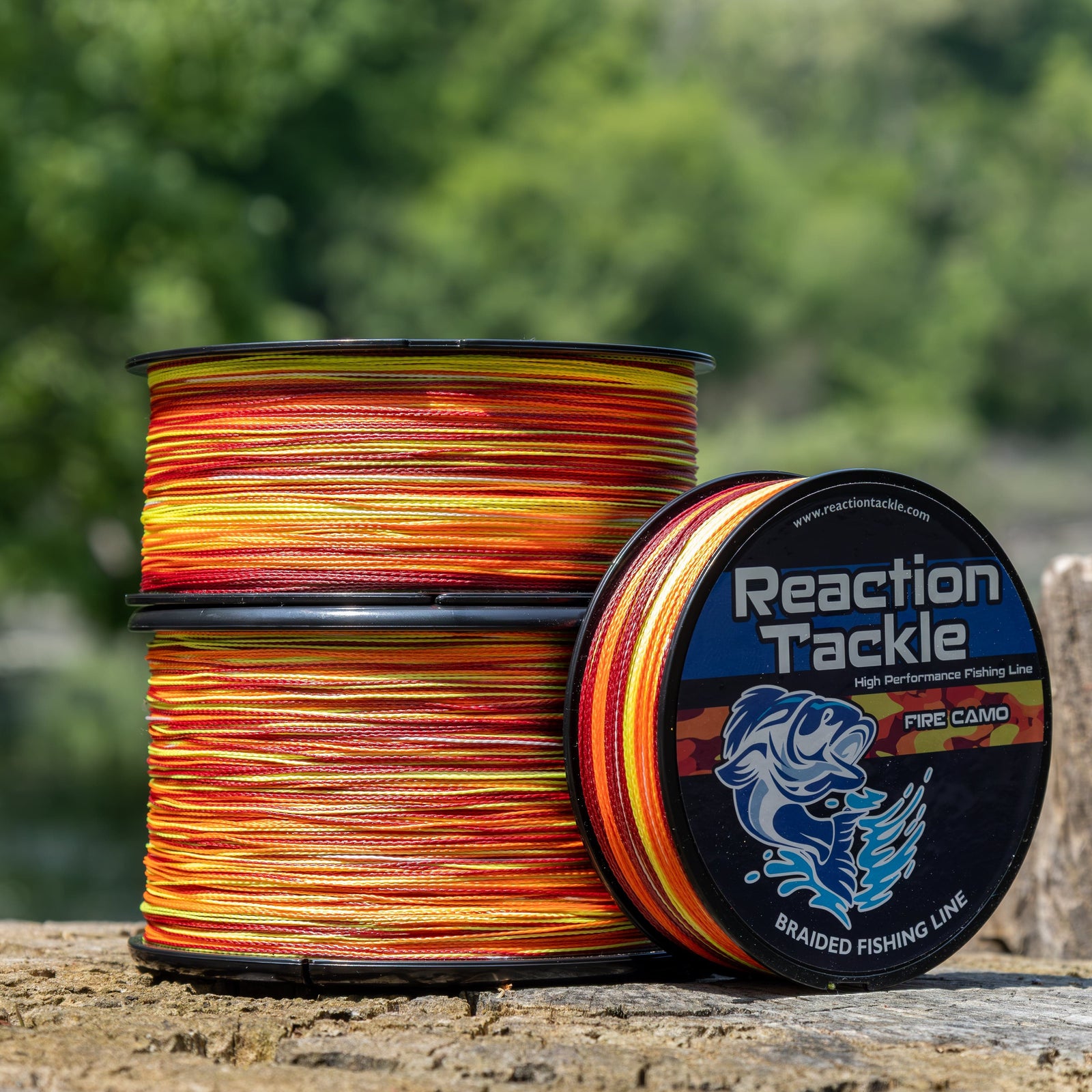 Braided Fishing Line Reaction Tackle Braided Fishing Line – Fire Camo Fire Camo Braided Fishing Line – Pescador Fishing Supply