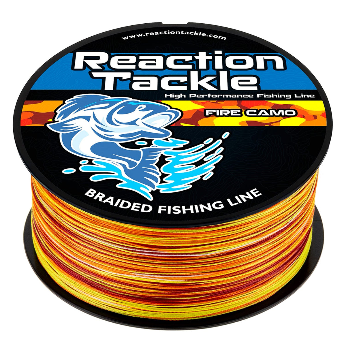 Braided Fishing Line Reaction Tackle Braided Fishing Line – Fire Camo Fire Camo Braided Fishing Line – Pescador Fishing Supply