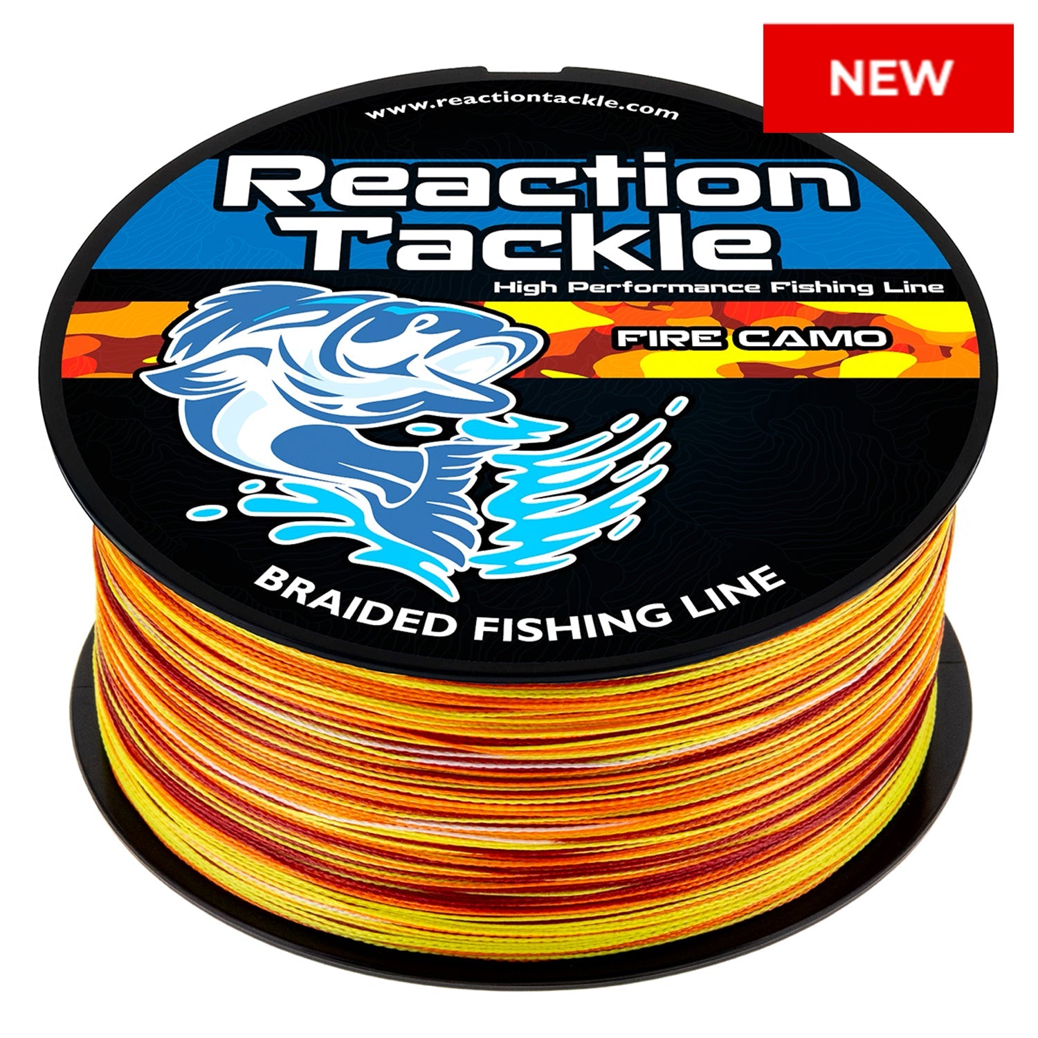 Braided Fishing Line Reaction Tackle Braided Fishing Line – Fire Camo Fire Camo Braided Fishing Line – Pescador Fishing Supply