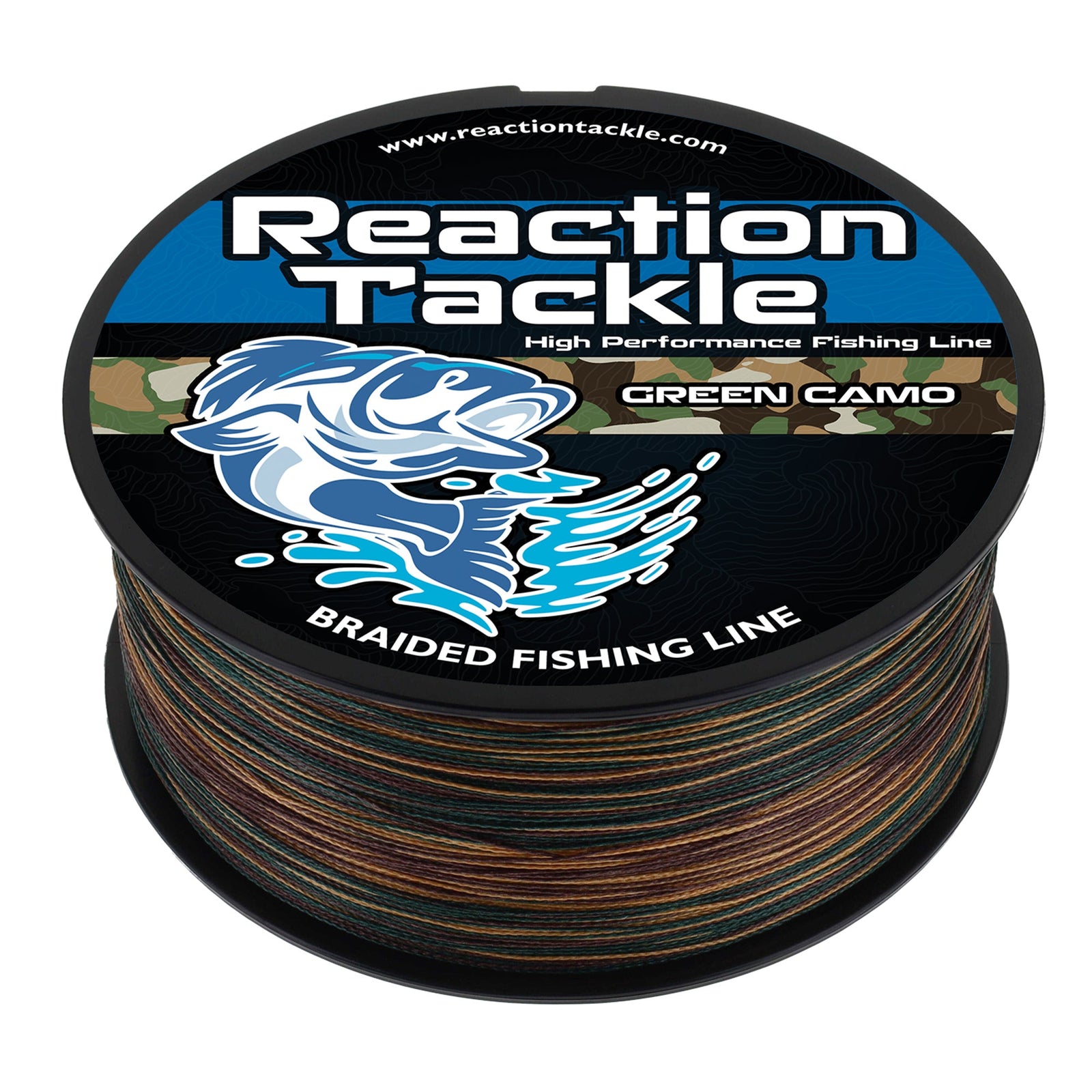 Braided Fishing Line Reaction Tackle Braided Fishing Line – Green Camo Green Camo Braided Fishing Line – Pescador Fishing Supply