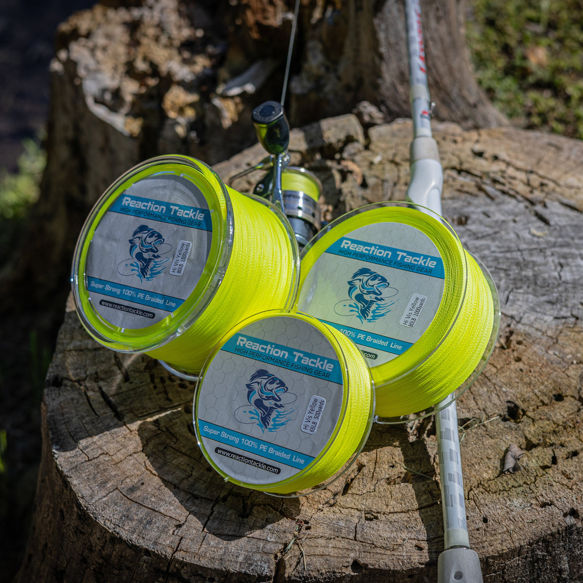 Braided Fishing Line Reaction Tackle Braided Fishing Line – Hi-Vis Yellow Hi-Vis Yellow Braided Fishing Line – Pescador Fishing Supply