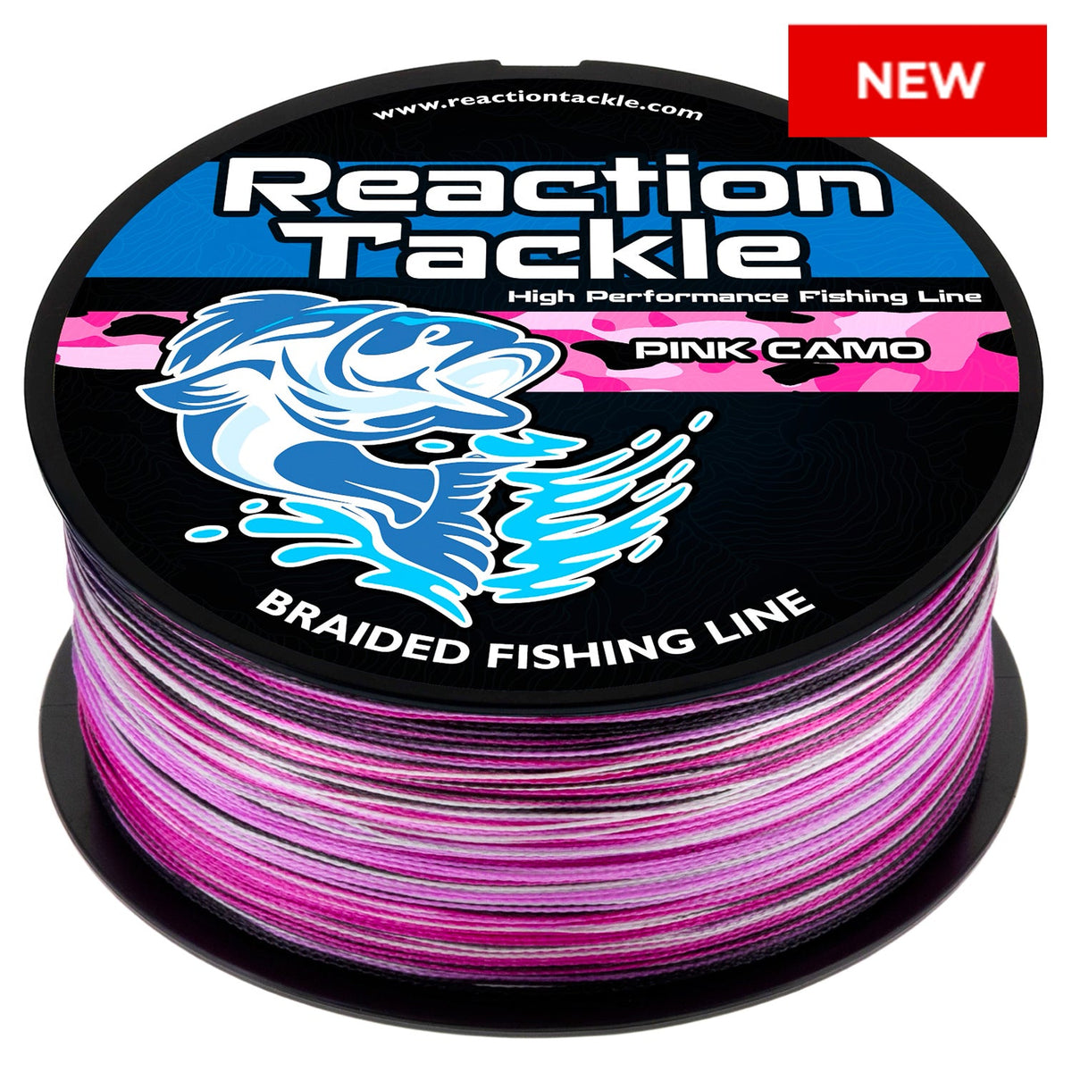 Braided Fishing Line Reaction Tackle Braided Fishing Line – Pink Camo Pink Camo Braided Fishing Line – Pescador Fishing Supply