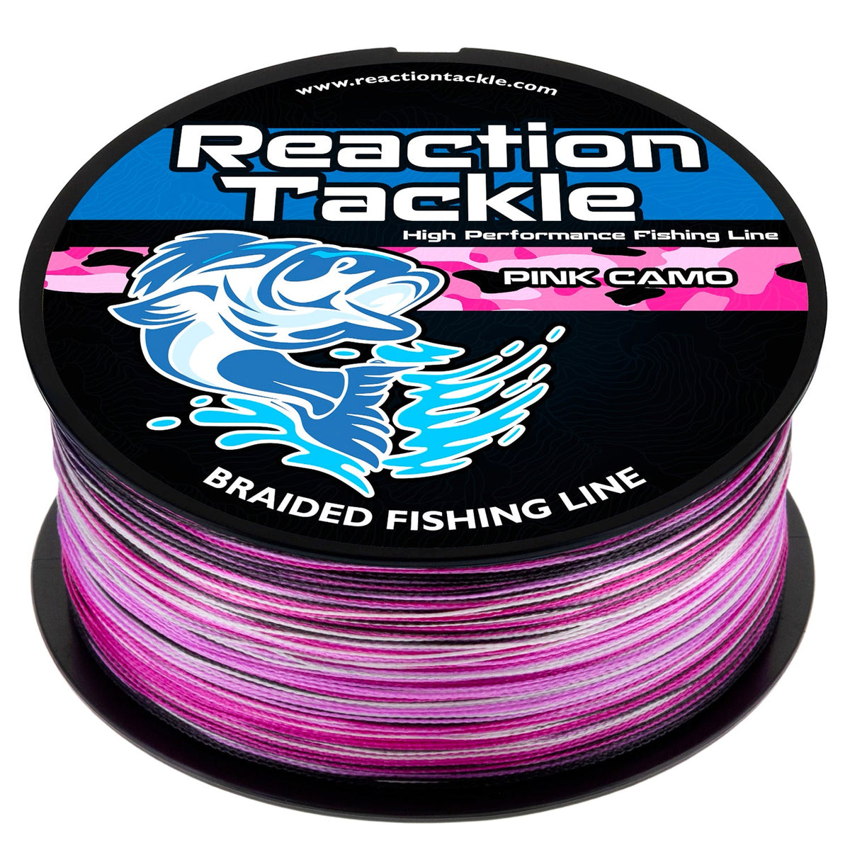 Braided Fishing Line Reaction Tackle Braided Fishing Line – Pink Camo Pink Camo Braided Fishing Line – Pescador Fishing Supply
