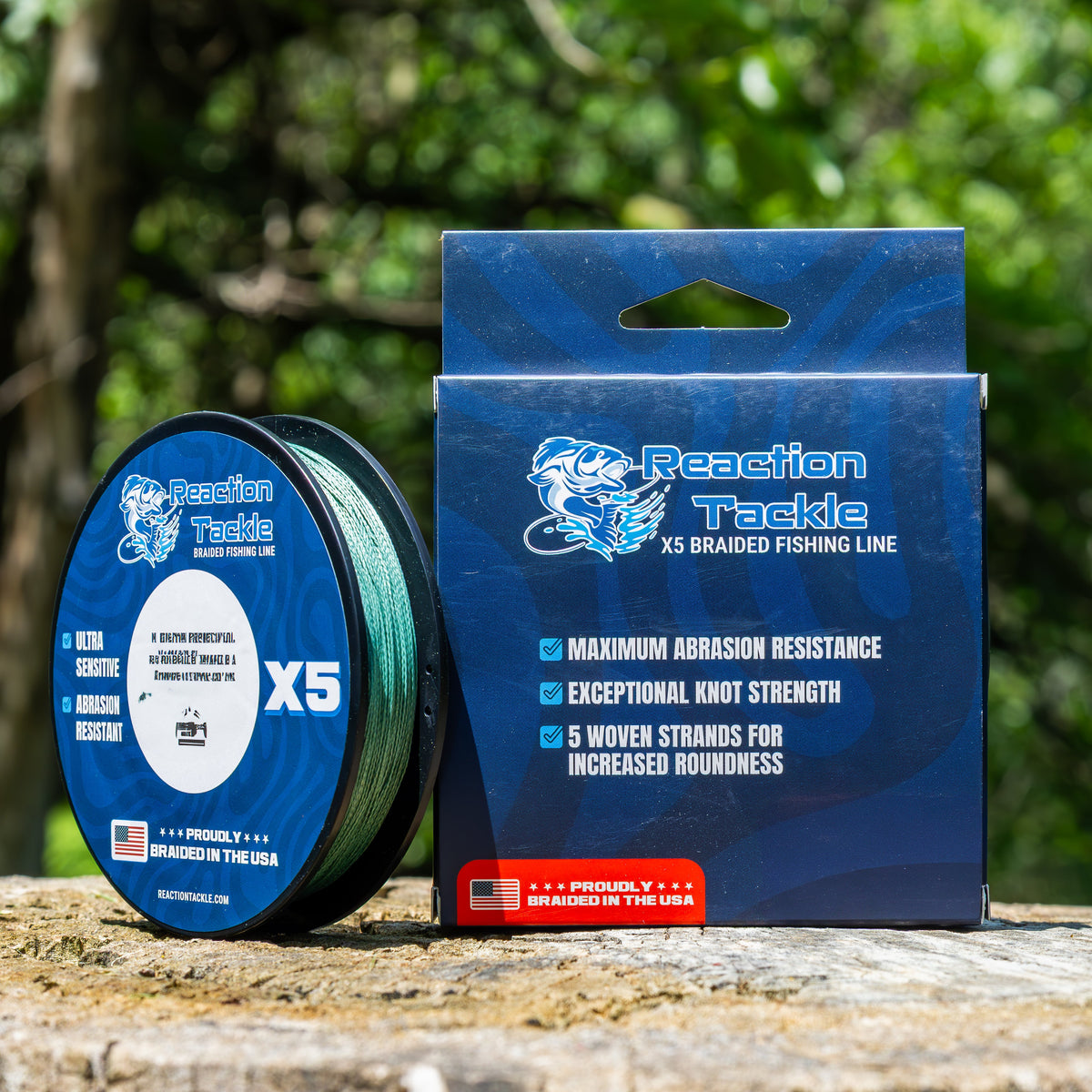 Braided Fishing Line Reaction Tackle BRAIDED IN THE USA Fishing Line- 5X- NEW Reaction Tackle BRAIDED IN THE USA Fishing Line- 5X- NEW