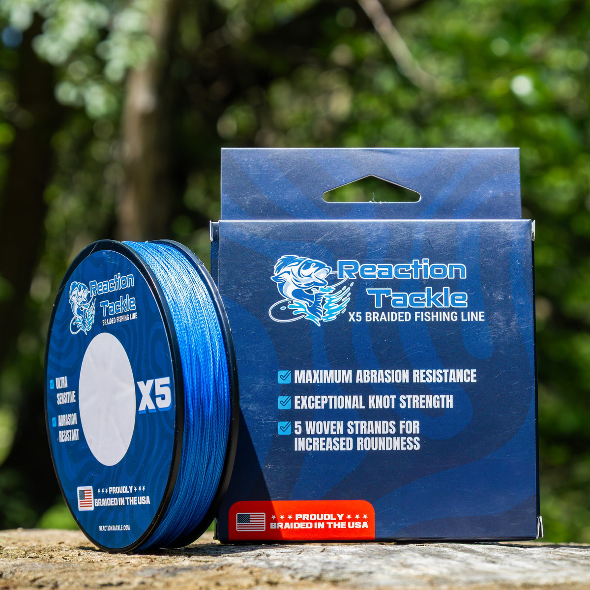 Braided Fishing Line Reaction Tackle BRAIDED IN THE USA Fishing Line- 5X- NEW Reaction Tackle BRAIDED IN THE USA Fishing Line- 5X- NEW