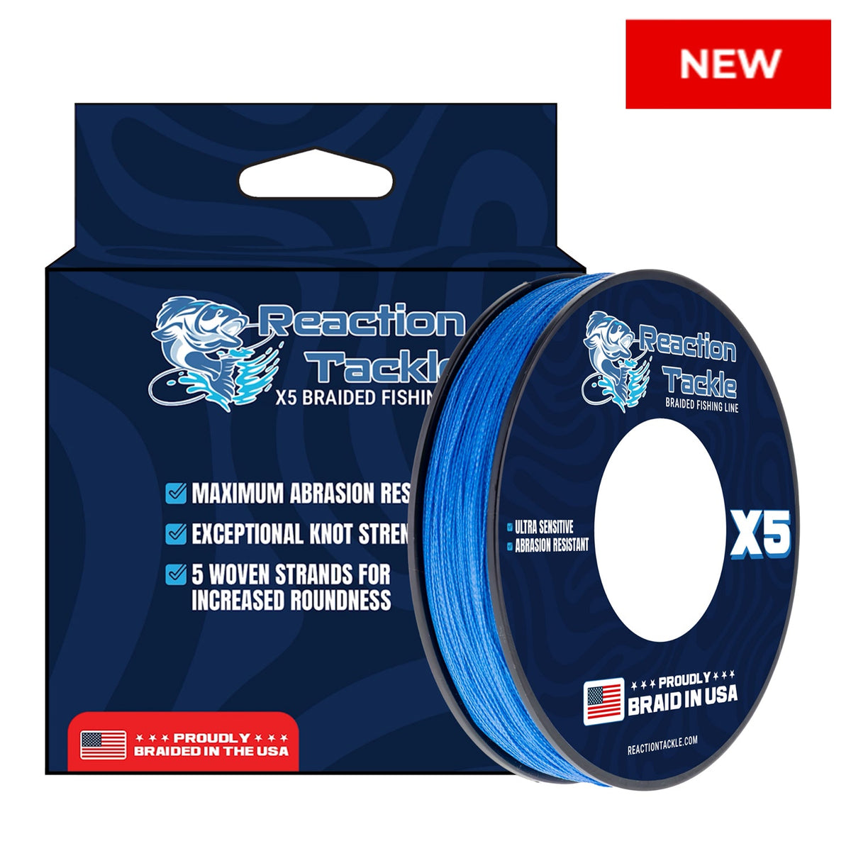 Braided Fishing Line Reaction Tackle BRAIDED IN THE USA Fishing Line- 5X- NEW Reaction Tackle BRAIDED IN THE USA Fishing Line- 5X- NEW