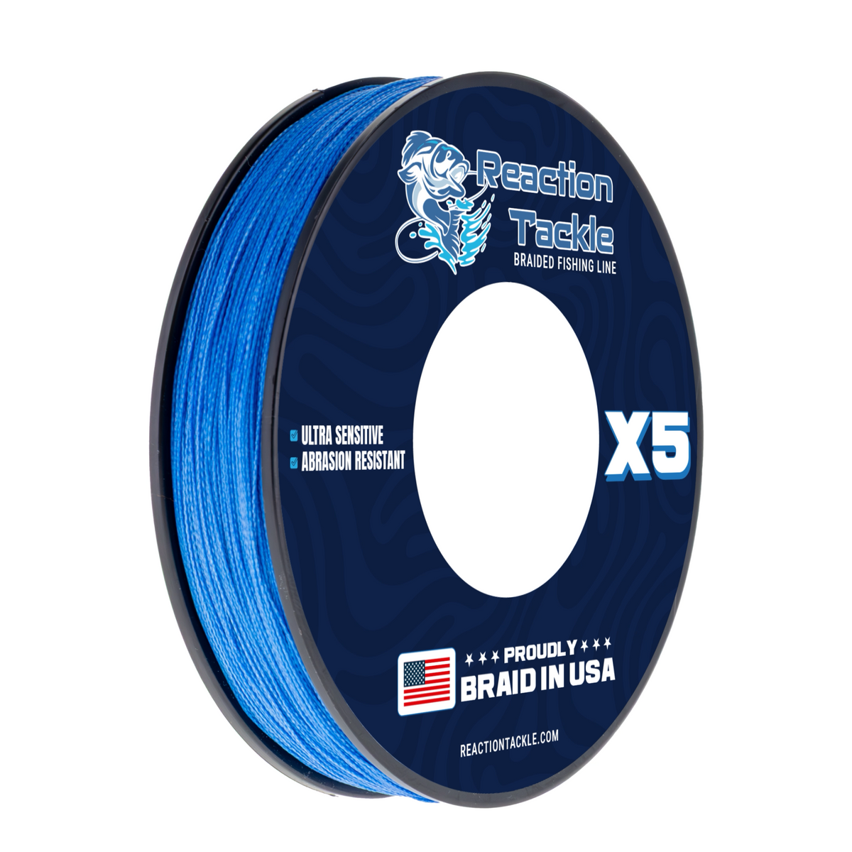 Braided Fishing Line Reaction Tackle BRAIDED IN THE USA Fishing Line- 5X- NEW X5 BLUE / 10LB / 150 yards Reaction Tackle BRAIDED IN THE USA Fishing Line- 5X- NEW