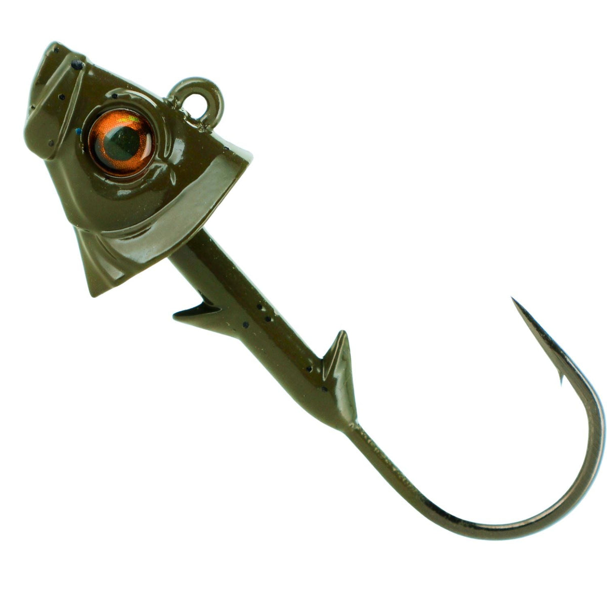 Jig Head Reaction Tackle Lead Fish Head Swimbait Jigs - 5-PACK Green Pumpkin / 1/4 oz - 3/0 Hook Reaction Tackle Lead Fish Head Jigs – Pescador Fishing Supply