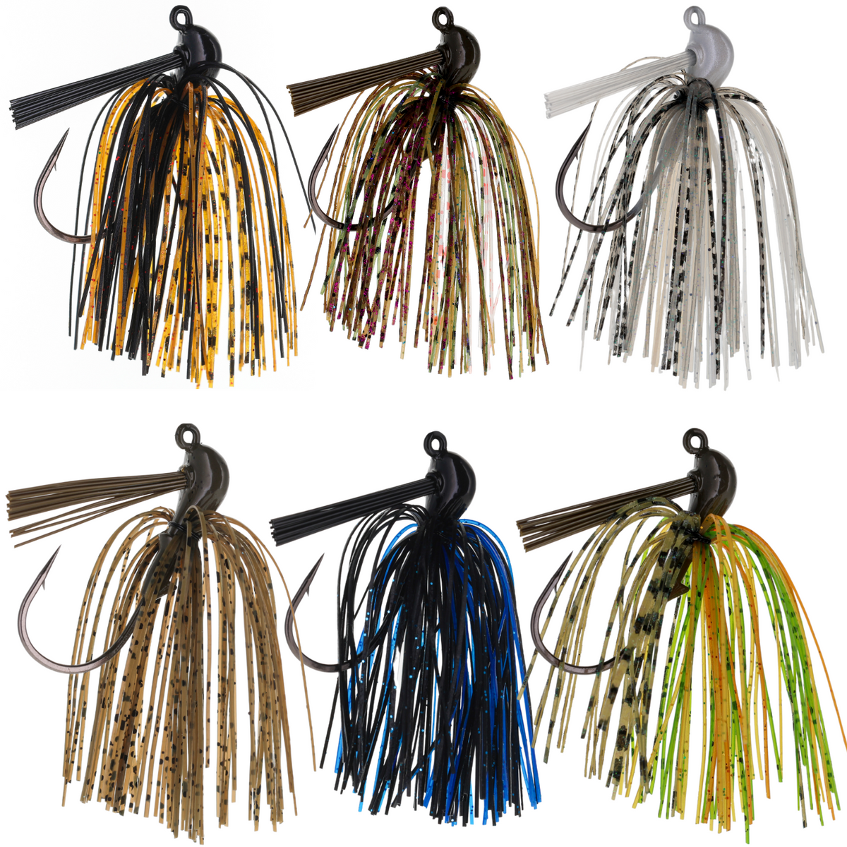 Flipping Jigs Reaction Tackle Lead Flipping Jigs 3-Pack Bass Fishing Lures 6-piece - Variety Pack - 1 of each color / 1/4 oz - 3/0 Hook Reaction Tackle Lead Flipping Jigs 3-Pack – Pescador Fishing Supply
