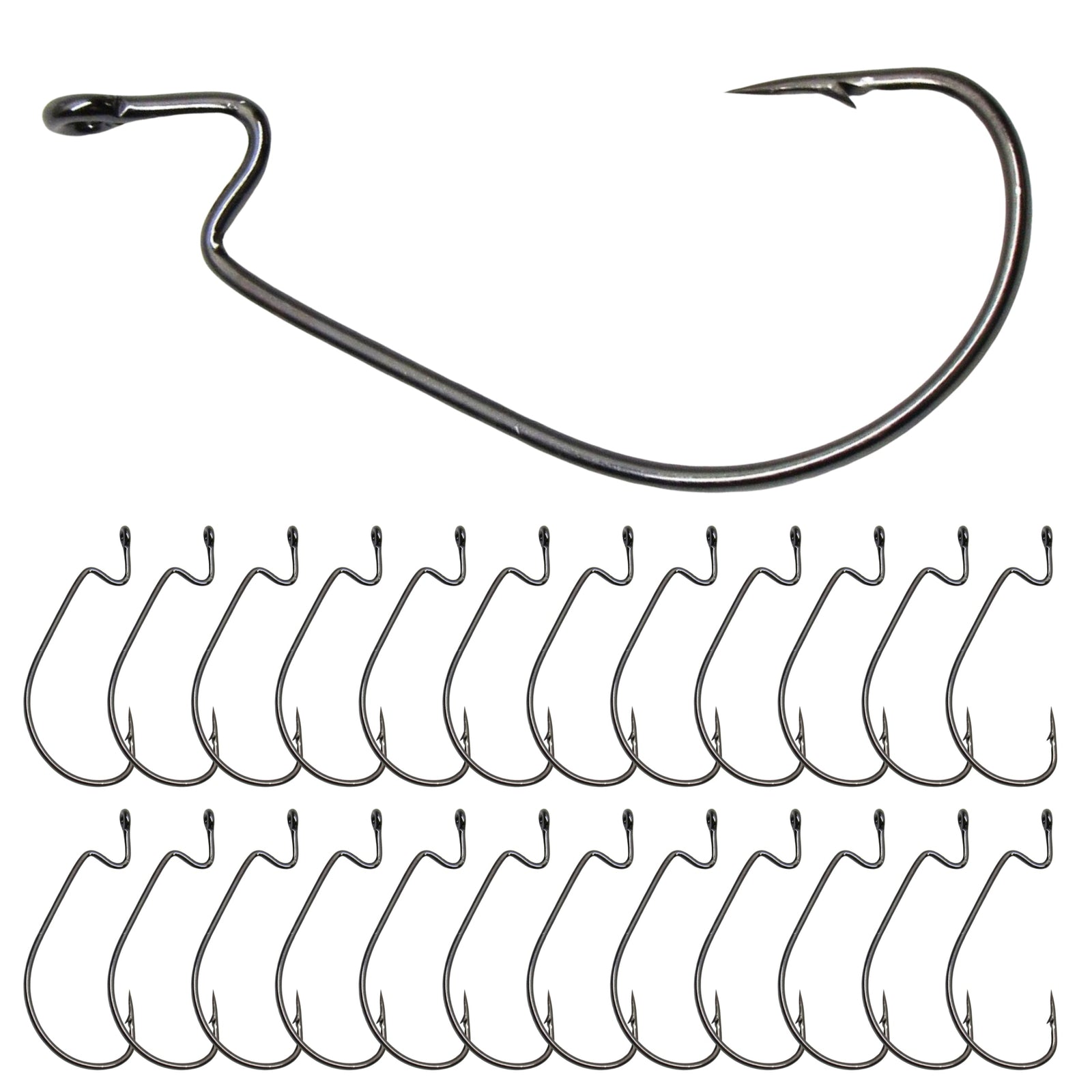Fish Hooks Reaction Tackle Offset EWG Worm Hooks 25-Pack #1 Reaction Tackle Offset EWG Worm Hooks – Pescador Fishing Supply