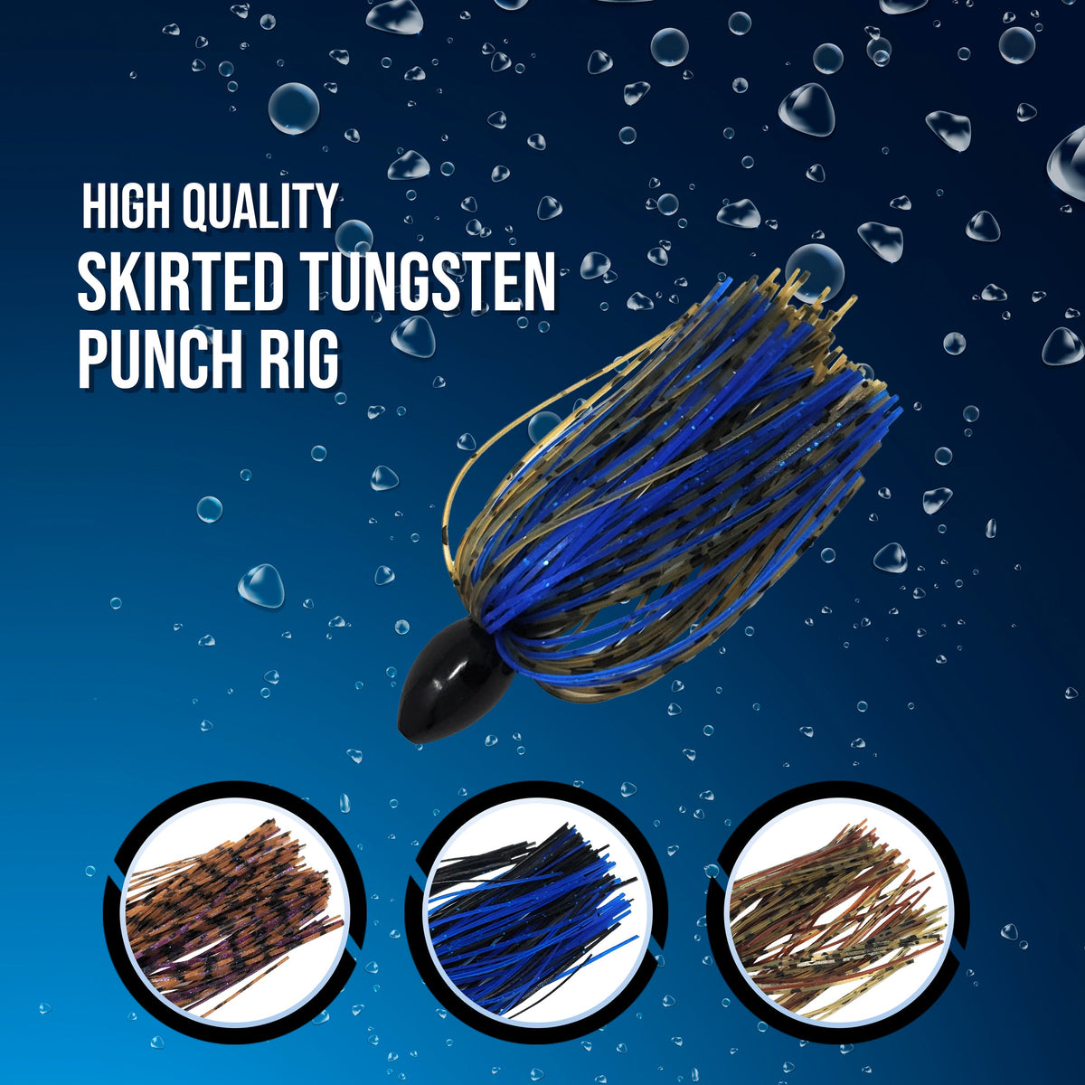 Fishing Lures Reaction Tackle Tungsten Punch Rig with Skirt – 3 Pack Tungsten Punch Rig for Bass Fishing | Reaction Tackle 3-Pack