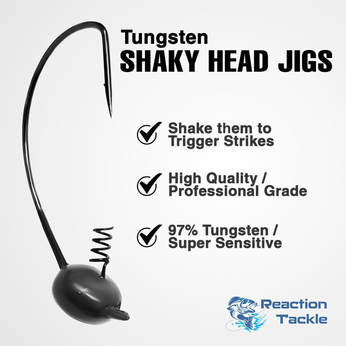 Jig Head Reaction Tackle Tungsten Shaky Head Jigs – 5 Pack Reaction Tackle Tungsten Shaky Head Jigs – Pescador Fishing Supply