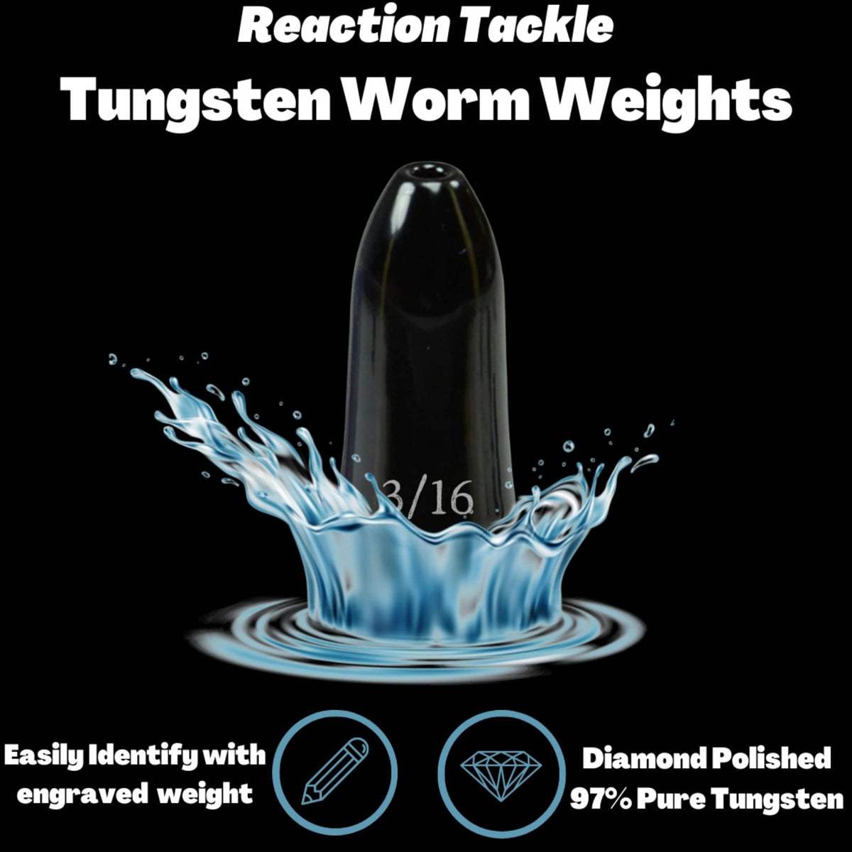 Tungsten Weights Reaction Tackle Tungsten Worm Weights / Bullet Sinkers Reaction Tackle Tungsten Worm Weights – Pescador Fishing Supply