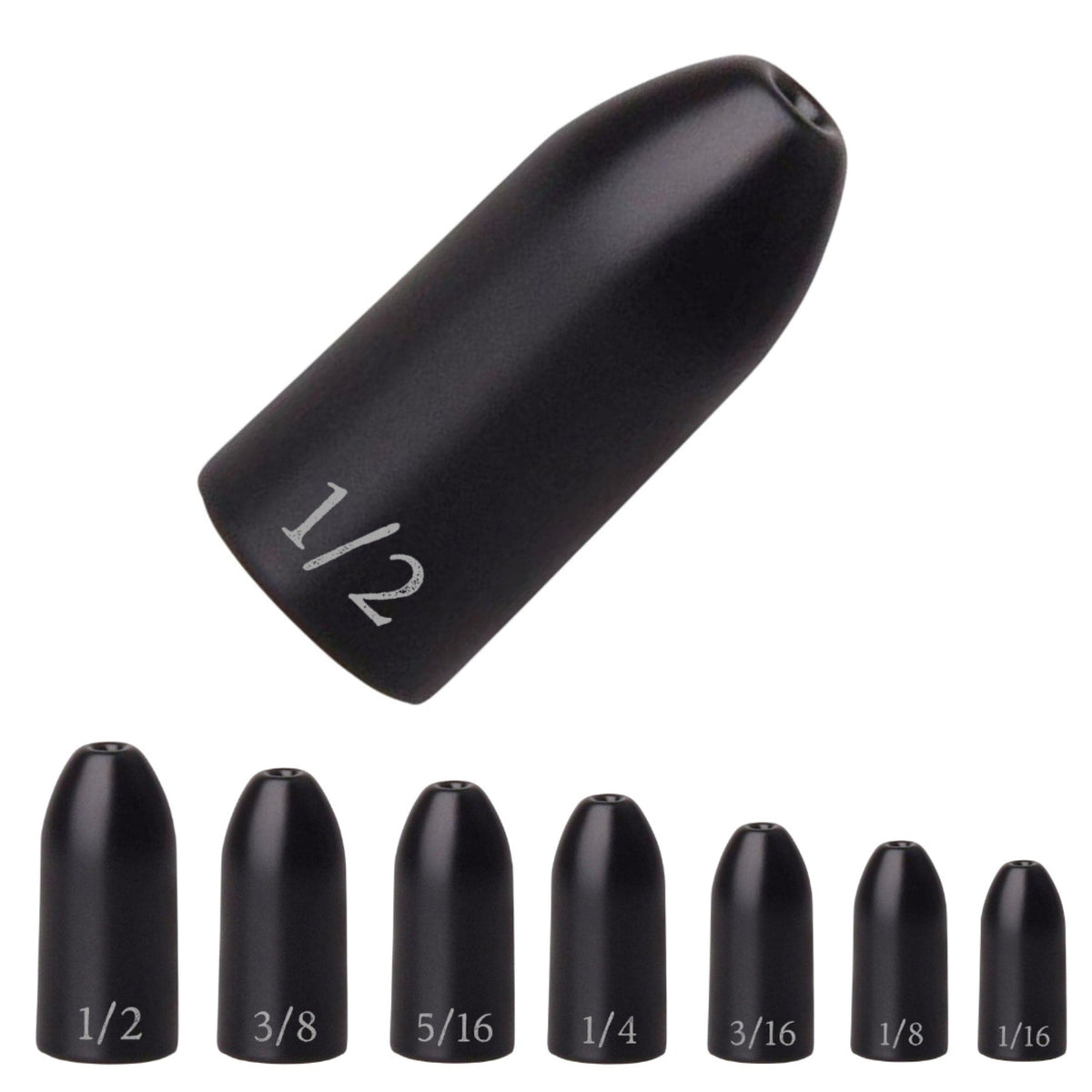 Tungsten Weights Reaction Tackle Tungsten Worm Weights / Bullet Sinkers Never Chip Black / 1/16 oz (12 per pack) Reaction Tackle Tungsten Worm Weights – Pescador Fishing Supply