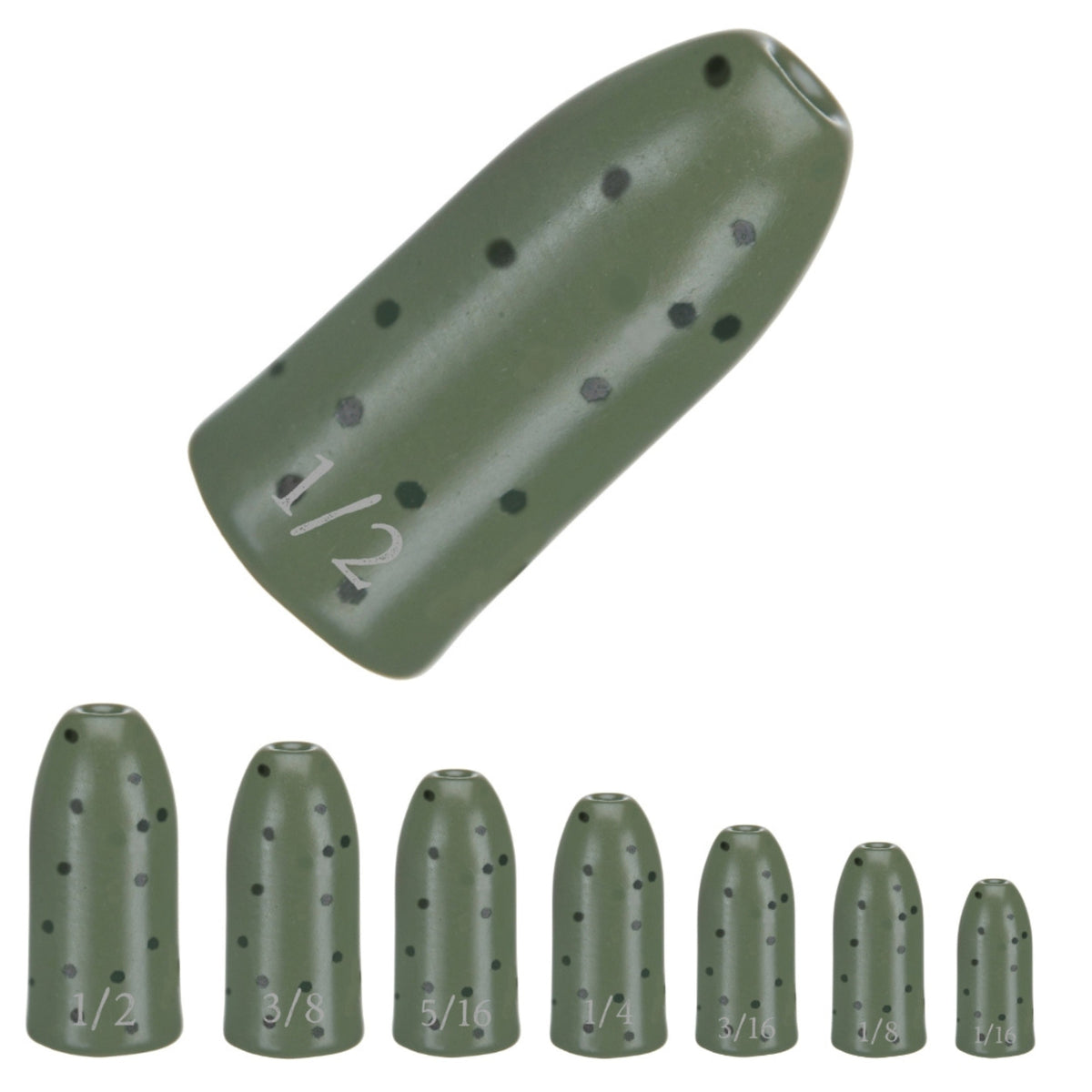 Tungsten Weights Reaction Tackle Tungsten Worm Weights / Bullet Sinkers Never Chip Green Pumpkin / 1/16 oz (12 per pack) Reaction Tackle Tungsten Worm Weights – Pescador Fishing Supply