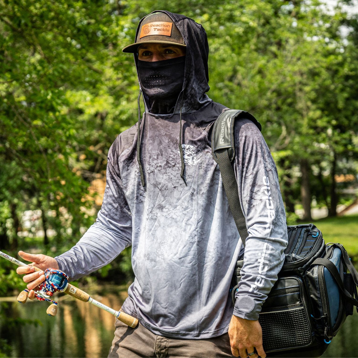 Fishing Shirt Reaction Tackle UPF 50+ Hooded Gaiter Long Sleeve Fishing Shirt Reaction Tackle UPF 50+ Hooded Gaiter Shirt - Pescador Fishing Supply