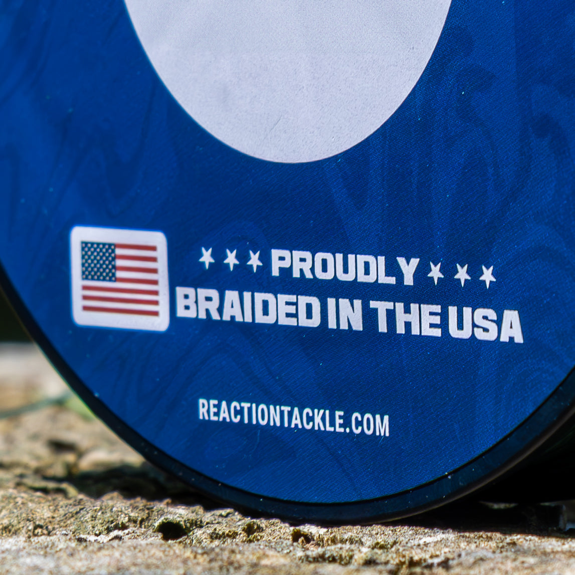 Braided Fishing Line Reaction Tackle USA-Braided X8 Fishing Line USA-Braided X8 Line - Blue Camo & Green – Pescador Fishing Supply