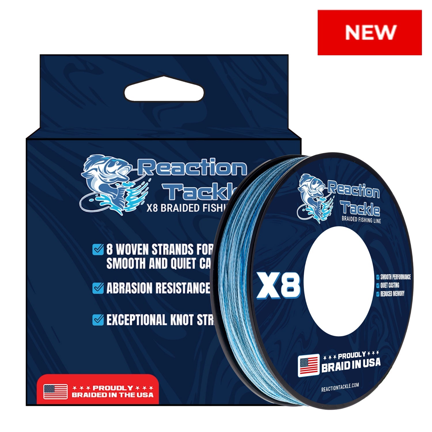 Reaction Tackle BRAIDED IN THE USA Fishing Line- X8 Reaction Tackle BRAIDED IN THE USA Fishing Line- X8