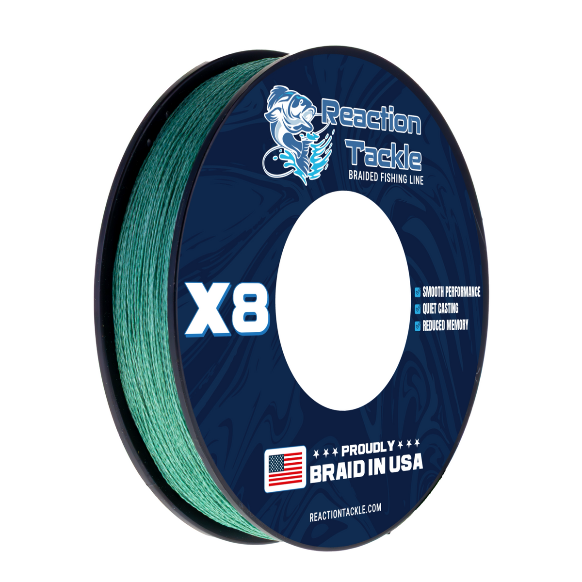 Braided Fishing Line Reaction Tackle USA-Braided X8 Fishing Line X8 GREEN / 10LB / 150 yards USA-Braided X8 Line - Blue Camo & Green – Pescador Fishing Supply