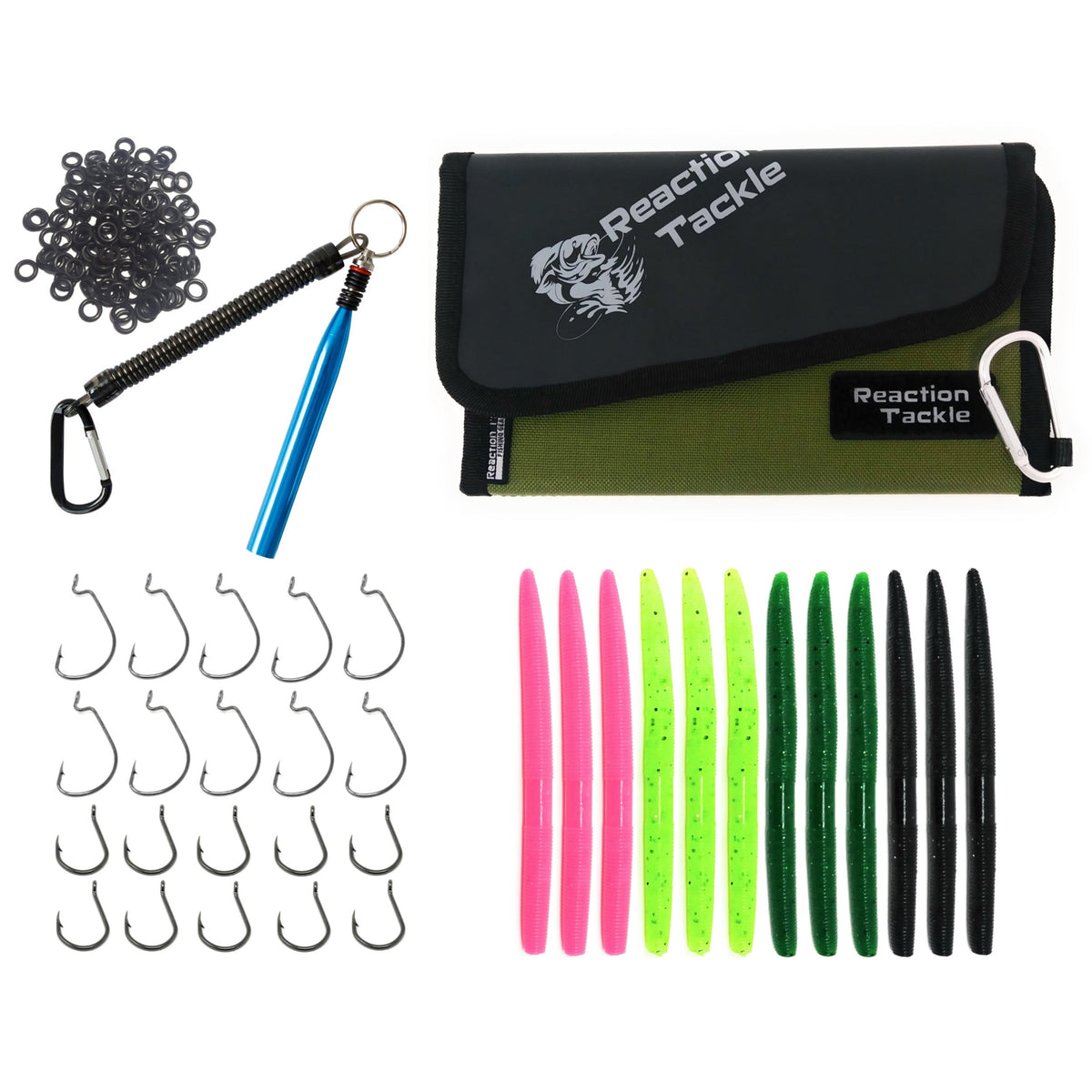 Wacky Worms Reaction Tackle Wacky Rig Kit, Tools, O-Rings & Accessories #1 Wacky Worm Kit Wacky Rig O-Ring Tool Kit – Reaction Tackle – Pescador Fishing Supply