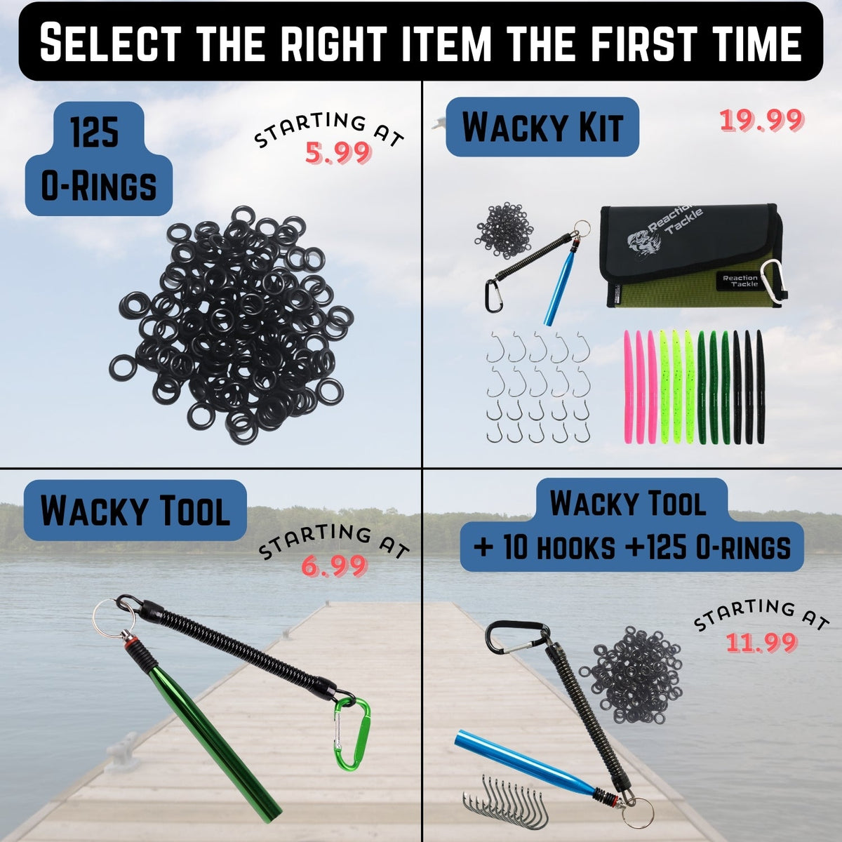 Wacky Worms Reaction Tackle Wacky Rig Kit, Tools, O-Rings & Accessories Wacky Rig O-Ring Tool Kit – Reaction Tackle – Pescador Fishing Supply