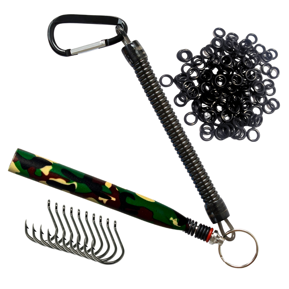 Wacky Worms Reaction Tackle Wacky Rig Kit, Tools, O-Rings & Accessories Random color tool +125 O-rings +10 hooks Wacky Rig O-Ring Tool Kit – Reaction Tackle – Pescador Fishing Supply