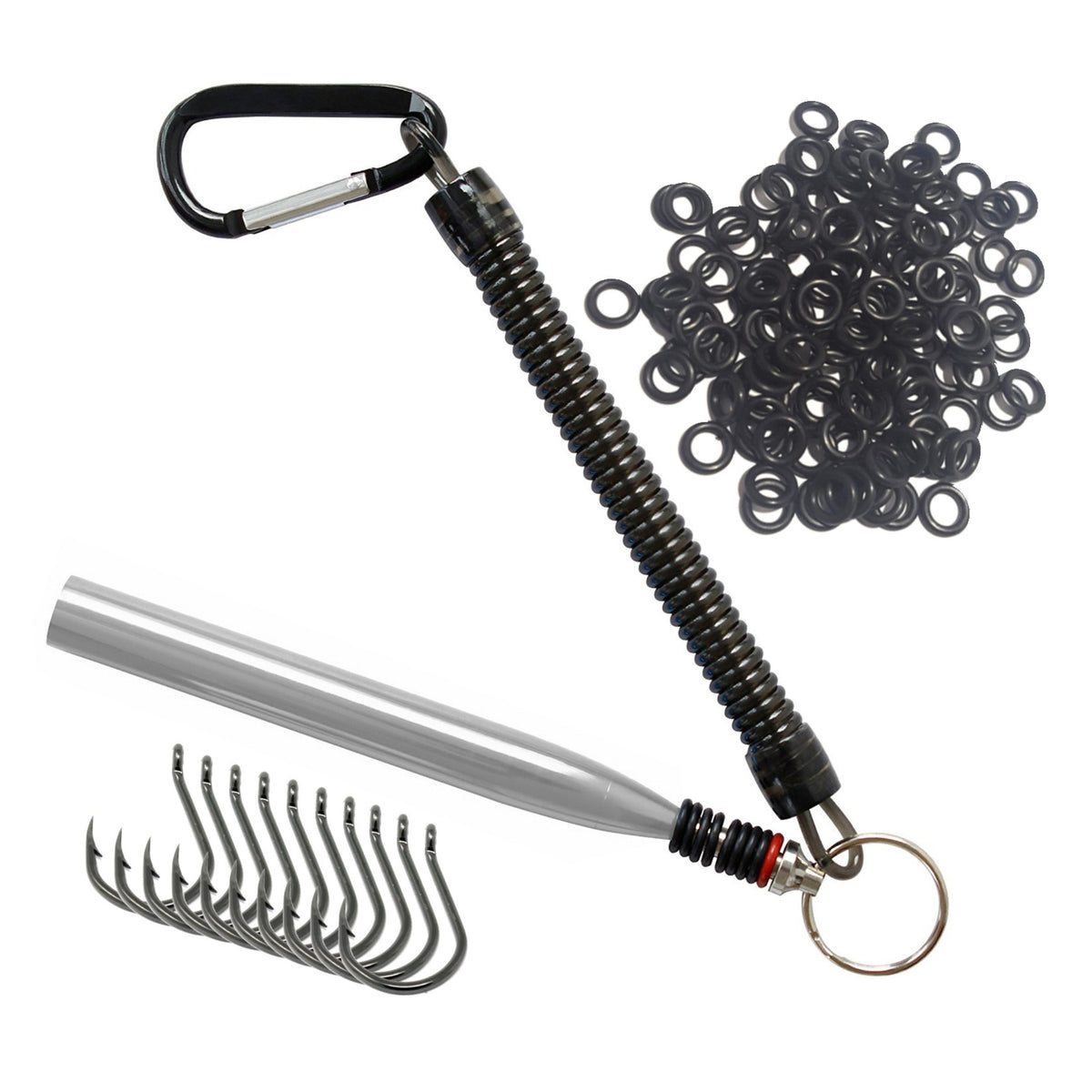 Wacky Worms Reaction Tackle Wacky Rig Kit, Tools, O-Rings & Accessories Silver too +125 O-rings +10 hooks Wacky Rig O-Ring Tool Kit – Reaction Tackle – Pescador Fishing Supply